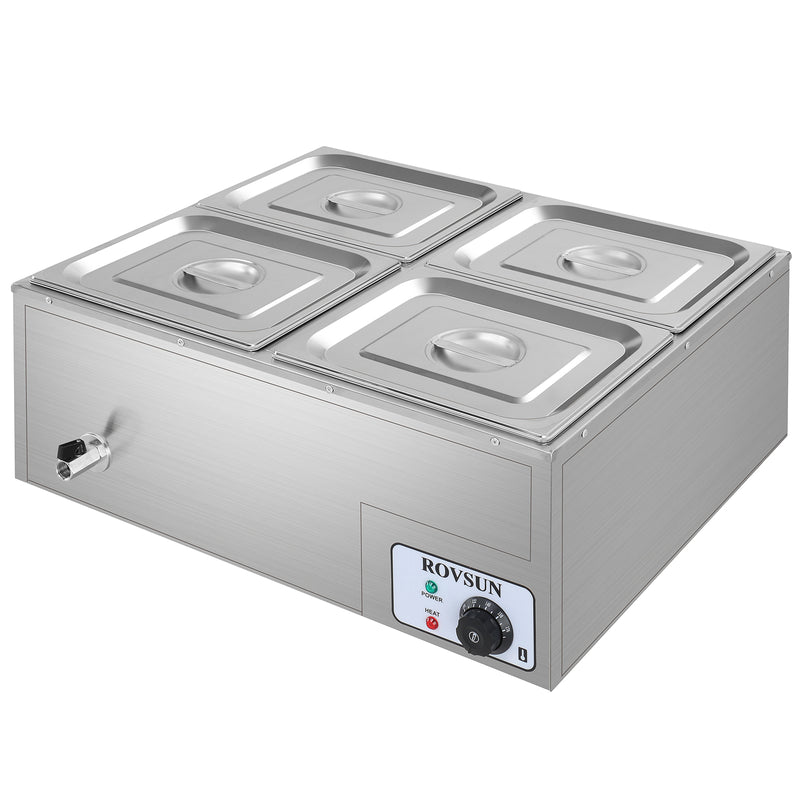 ROVSUN 42.3QT 1200W 110V 4-Pan Electric Steam Table Commercial Food Warmer Countertop