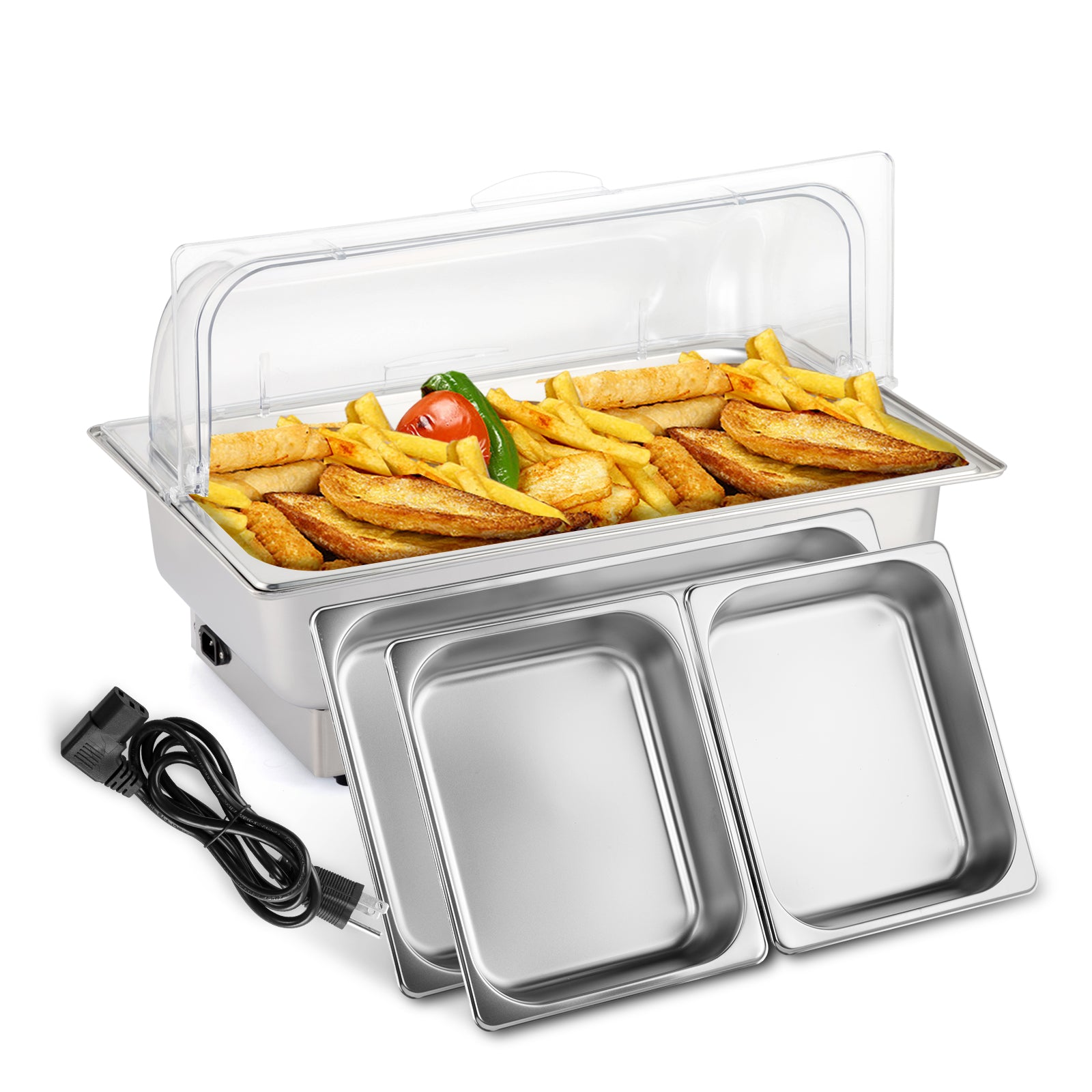 ROVSUN 9 QT Roll Top Electric Chafing Dish Set with PC Lid
