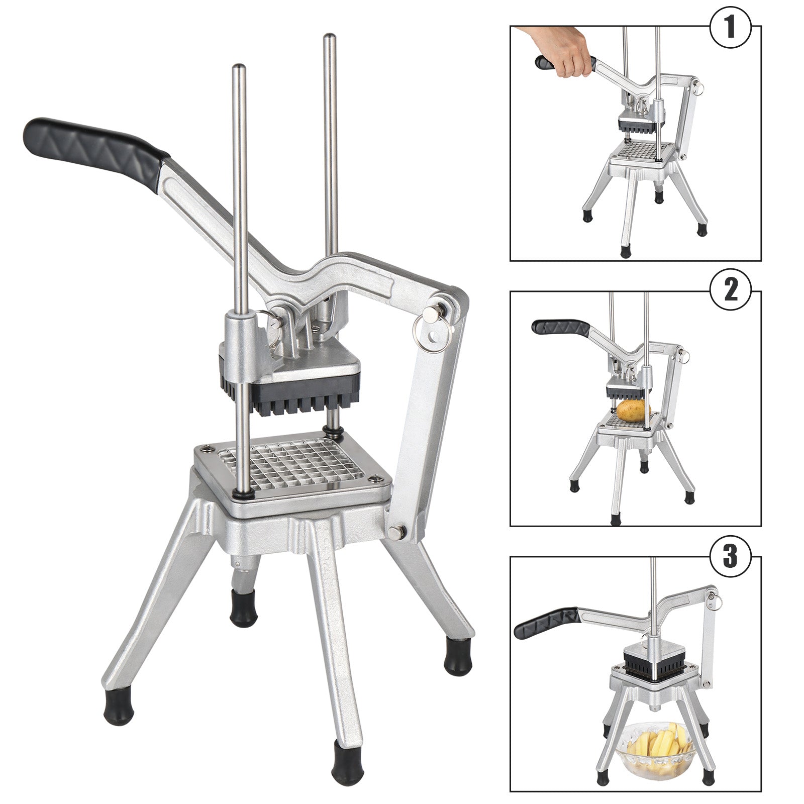 ROVSUN Lever Style Commercial French Fry Cutter with 4 Sizes Blades