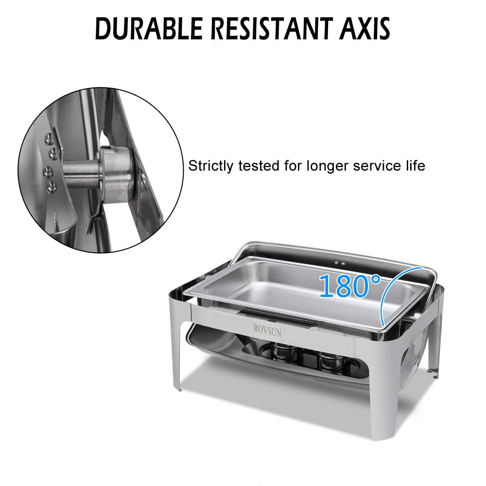 ROVSUN 9 QT Roll Top Rectangle Chafing Dish Buffet Set with Full Size Pan