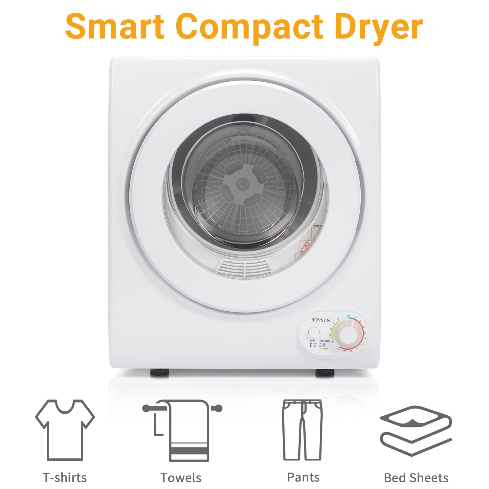 ROVSUN 1.5 Cu.Ft. 850W 110V Tumble Clothers Dryer with Classic Knob Control