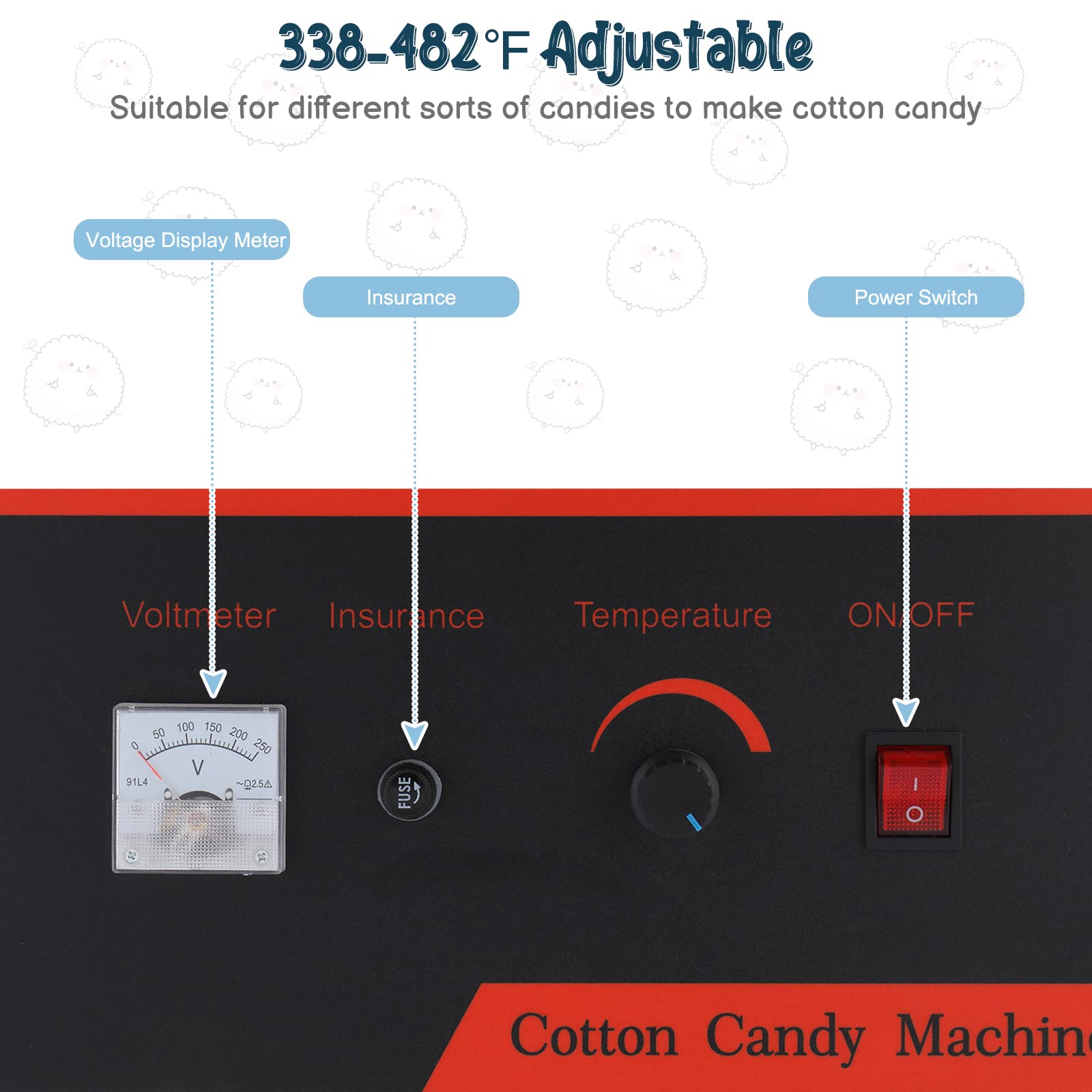 ROVSUN 21" 980W 110V Cotton Candy Machine with Bowl Blue