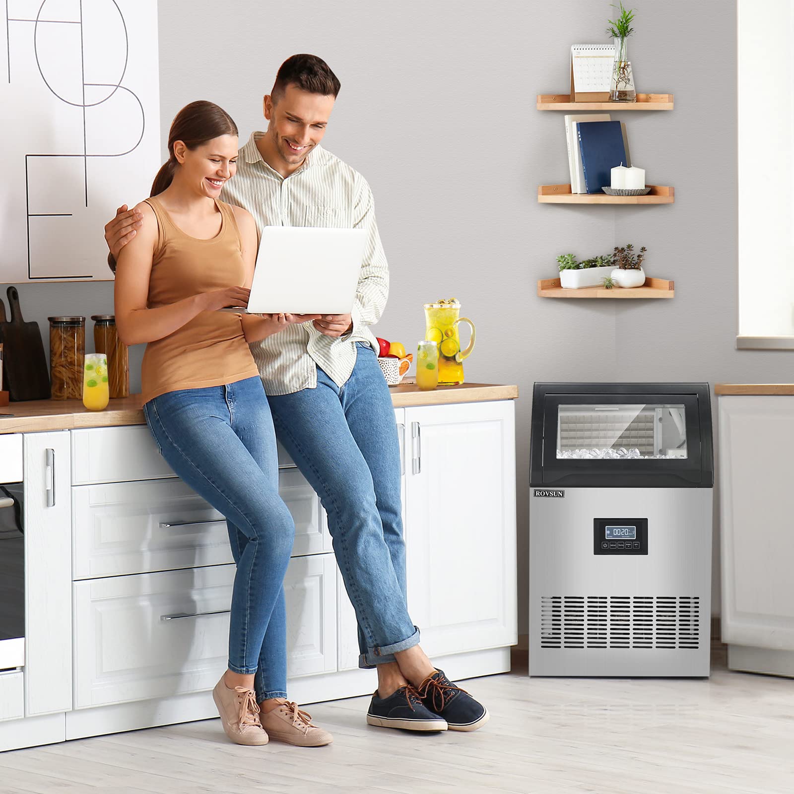 ROVSUN 19" 200 lb. 530W 115V Air Cooled Ice Machine Maker Countertop