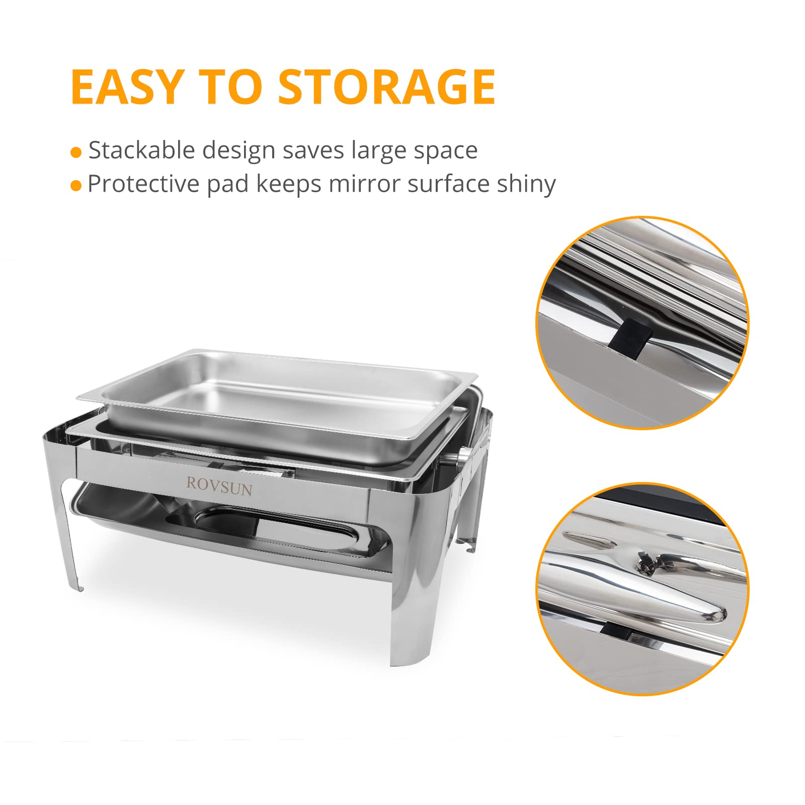 ROVSUN 9 QT Roll Top Rectangle Chafing Dish Buffet Set with Full Size Pan & Visible Window