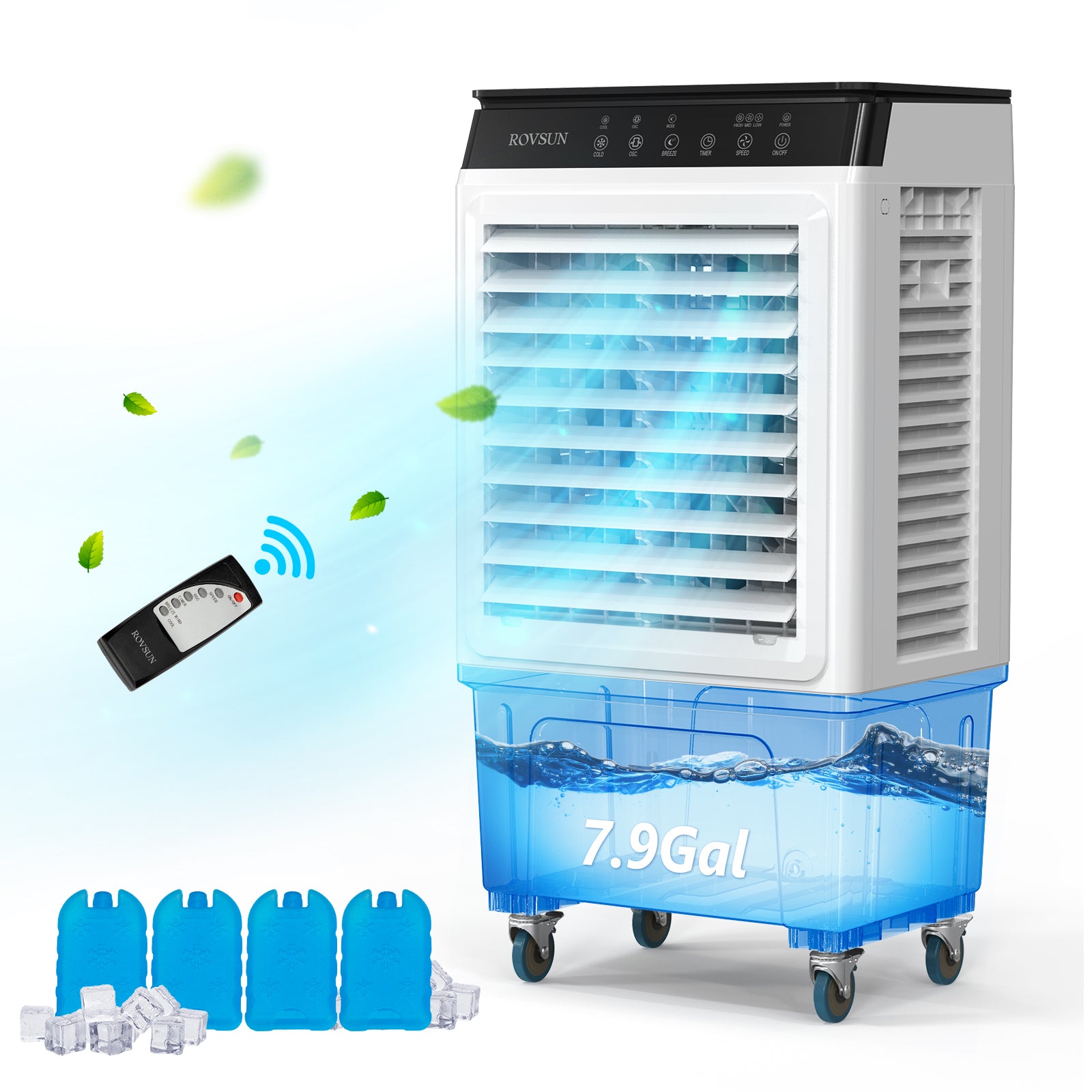 ROVSUN 7.9 Gal Portable Evaporative Air Cooler with Remote Control