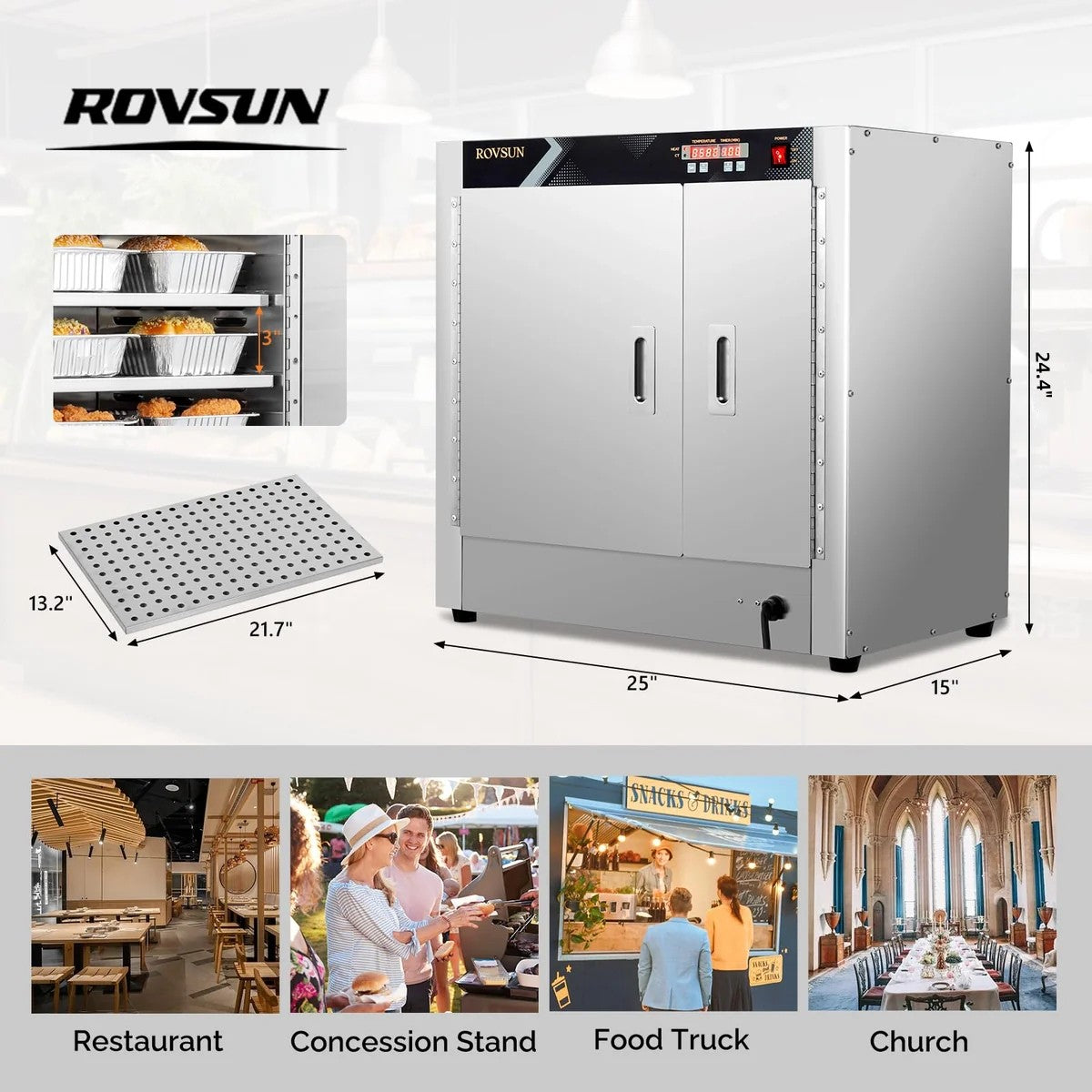 ROVSUN 4-Tier 25" Hot Food Warmer Holding Cabinet