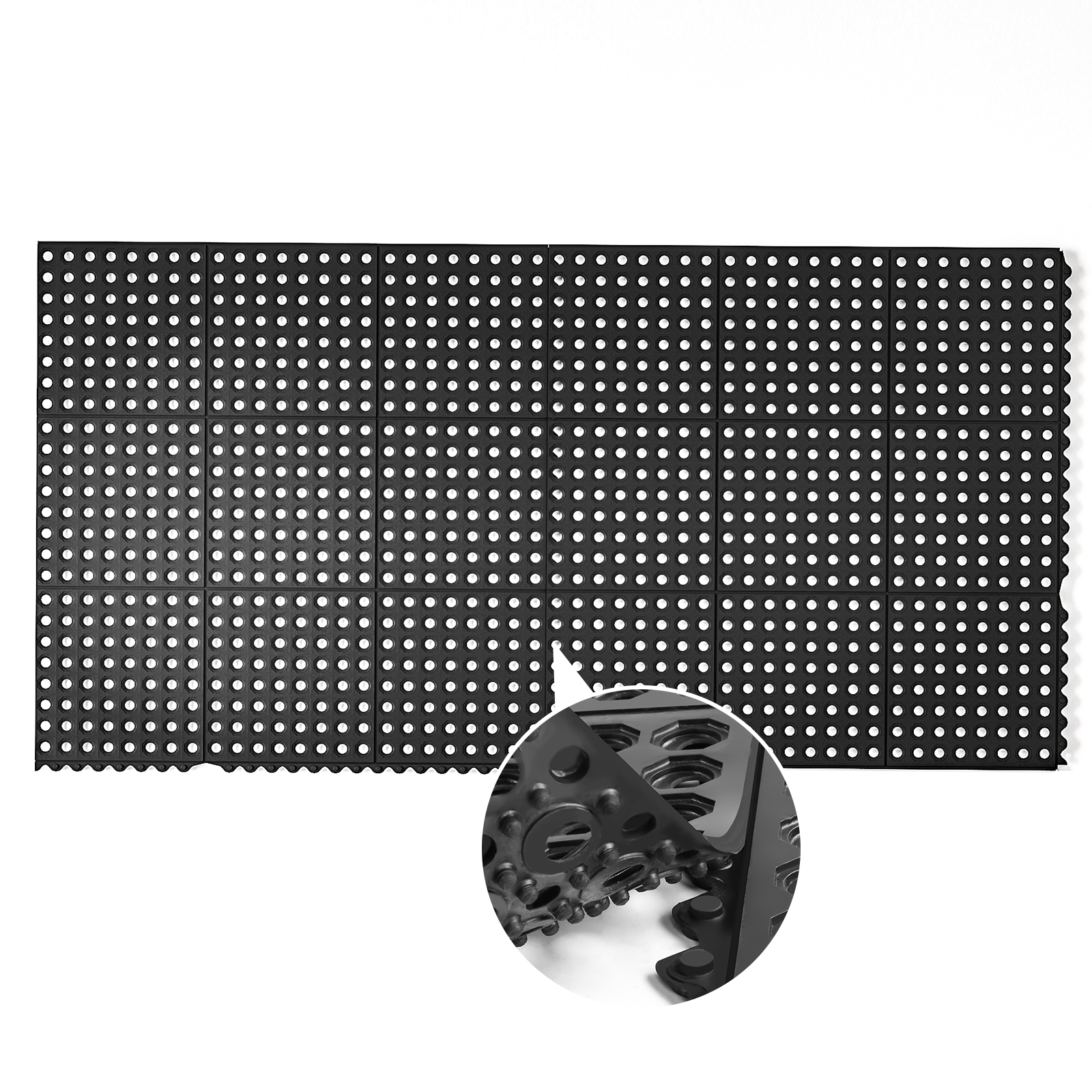 ROVSUN 36" x 36"(3 x 3 FT) Rubber Floor Mat Anti-Fatigue Non-Slip with Holes