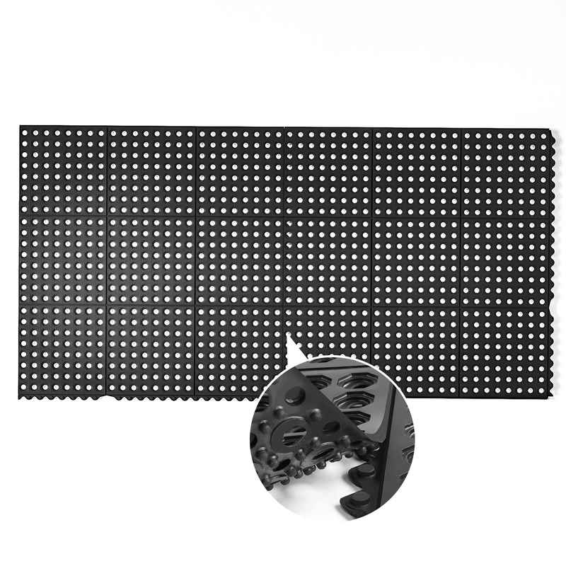 ROVSUN 36" x 36"(3 x 3 FT) Rubber Floor Mat Anti-Fatigue Non-Slip Drainage Mat with Holes for Restaurant Kitchen