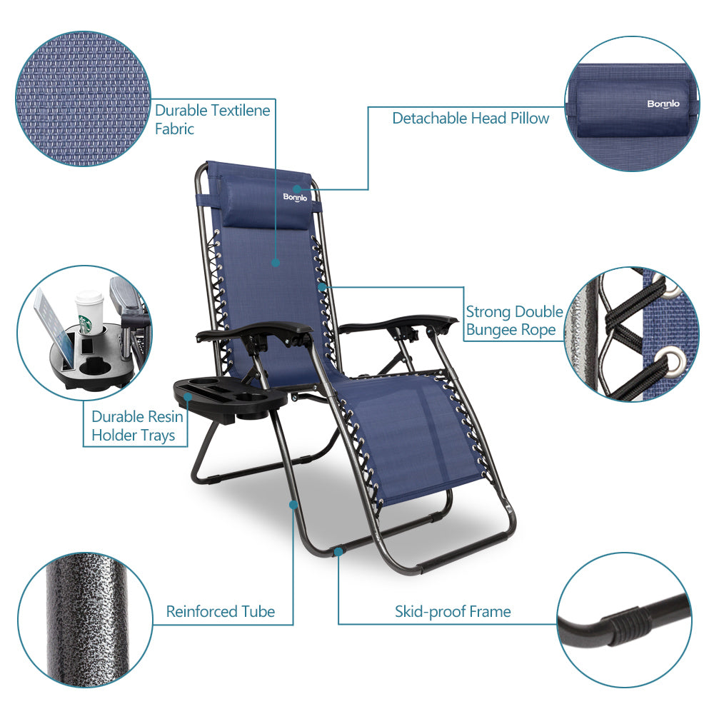 Outdoor Folding Zero Gravity Lounge Chair Blue