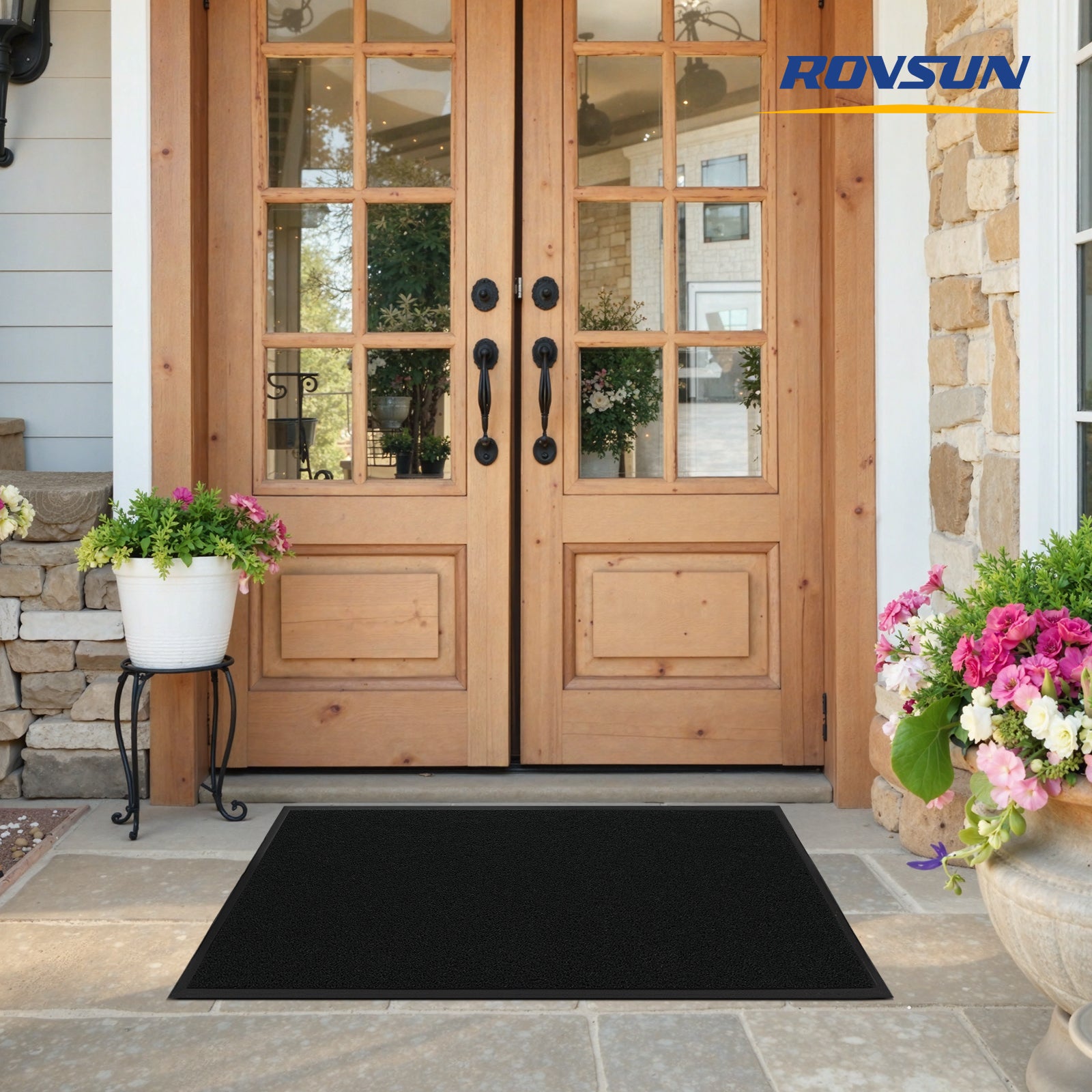 ROVSUN 71" × 35" Front Door Mat Non-Slip Black