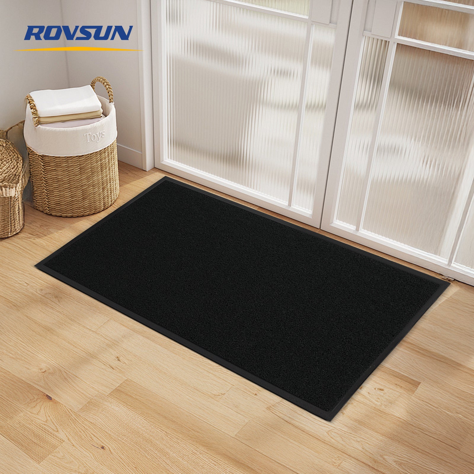 ROVSUN 71" × 35" Front Door Mat Non-Slip Black