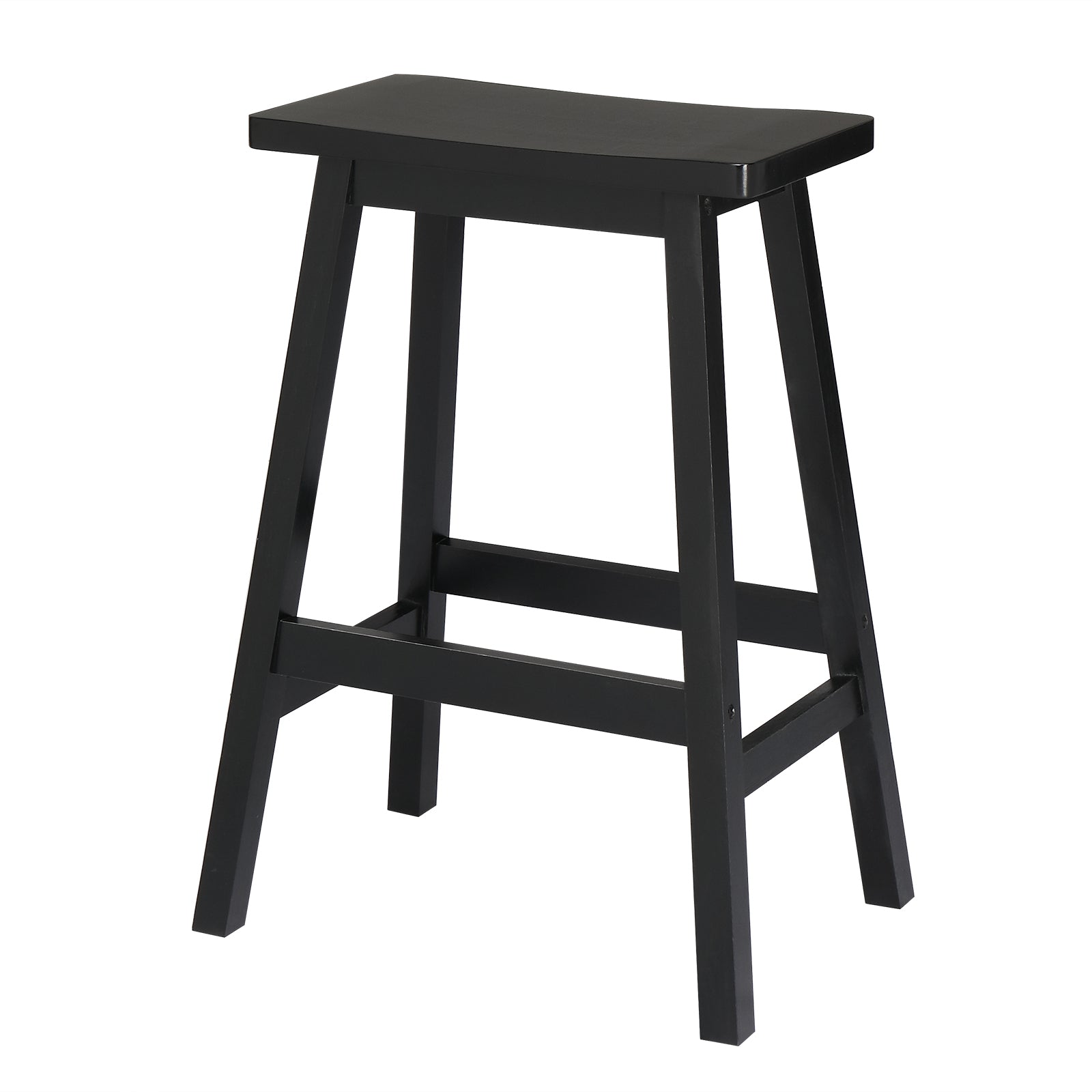 24" Height Wood Saddle-Seat Counter Height Stool Black