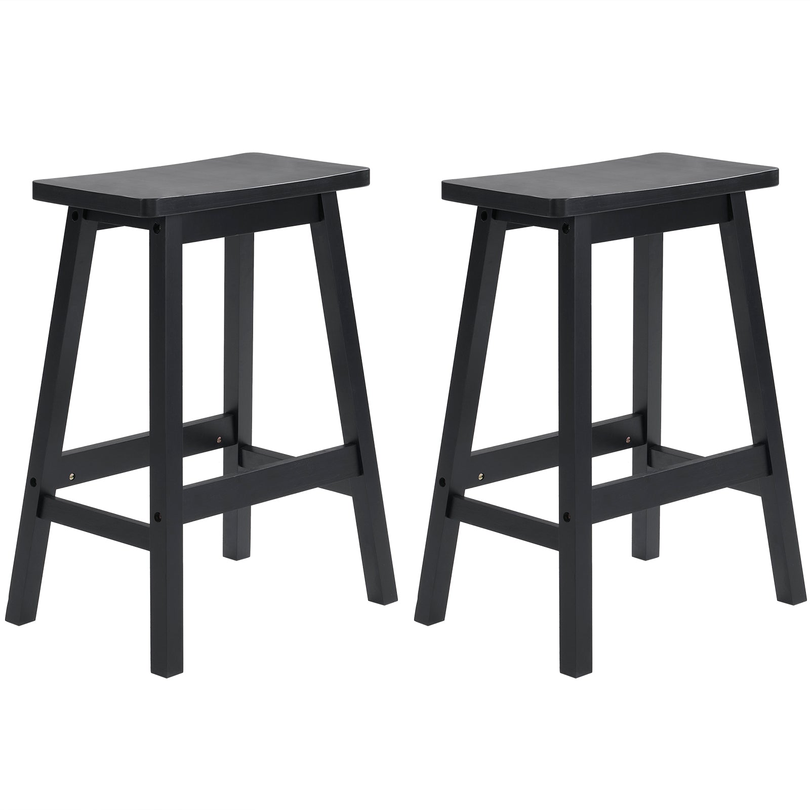 24" Height Wood Saddle-Seat Counter Height Stool Black