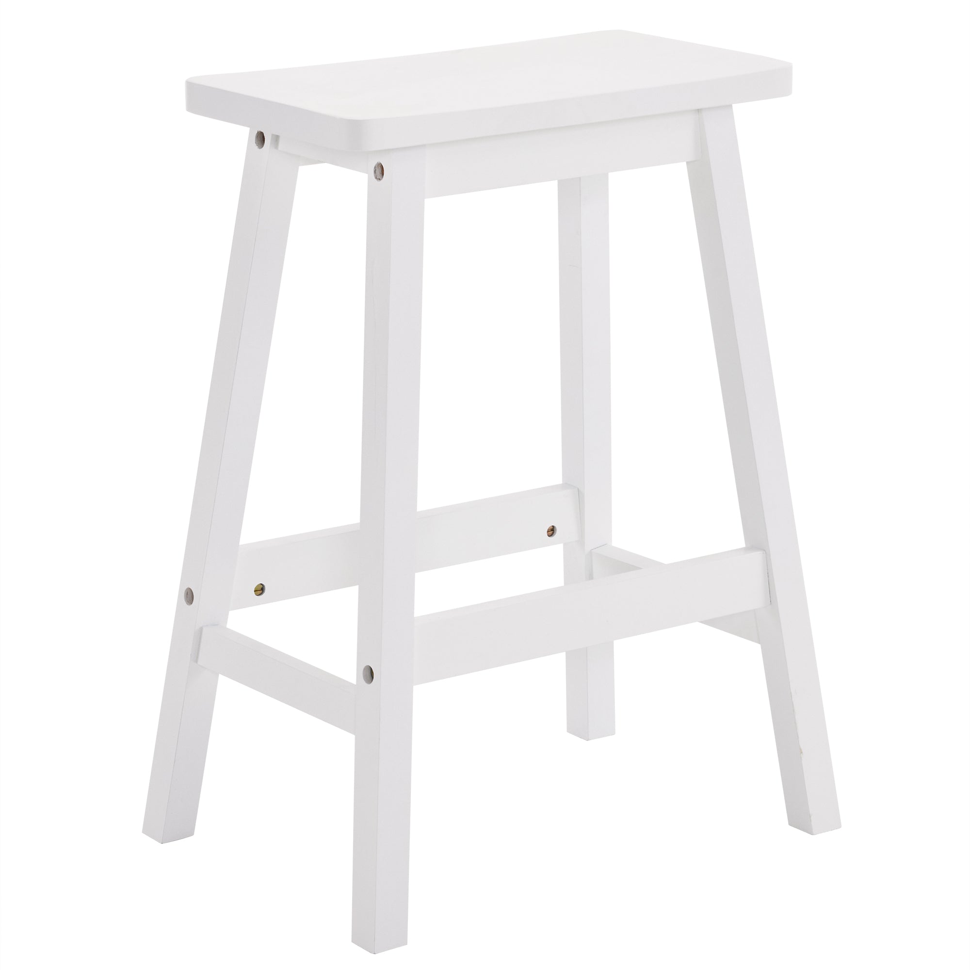 24" Height Wood Saddle-Seat Counter Height Stool White