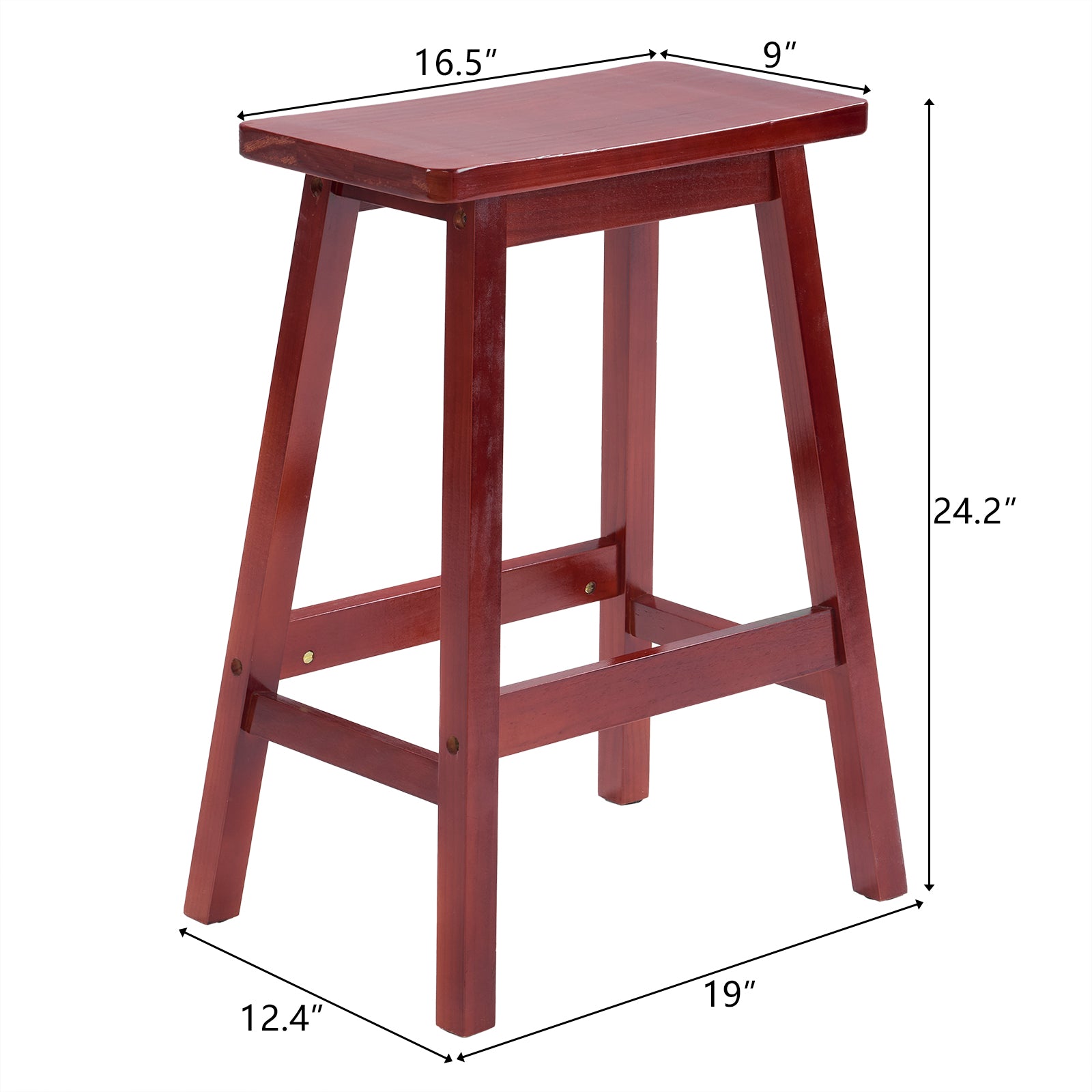 24" Height Wood Saddle-Seat Counter Height Stool Brown