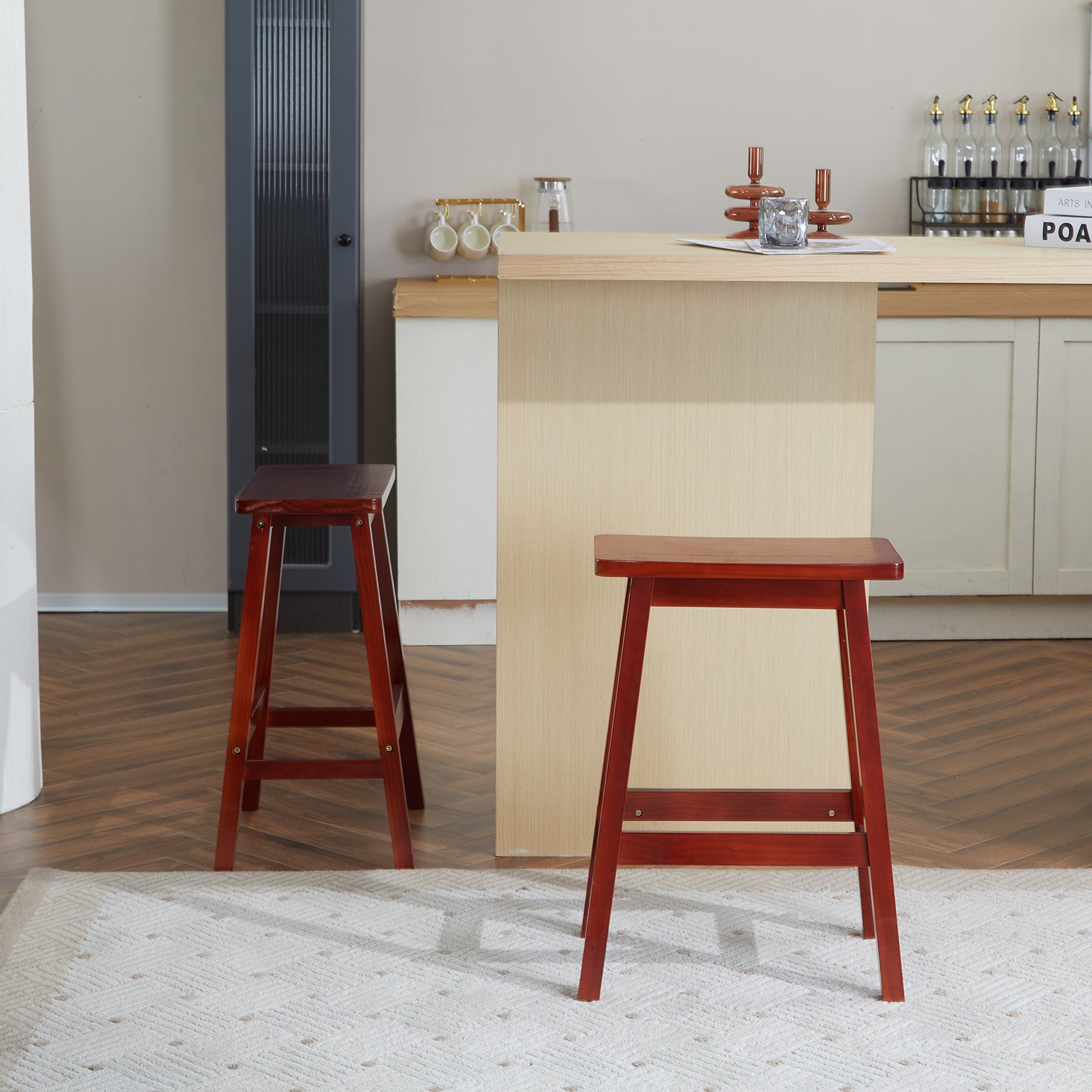 24" Height Wood Saddle-Seat Counter Height Stool Brown
