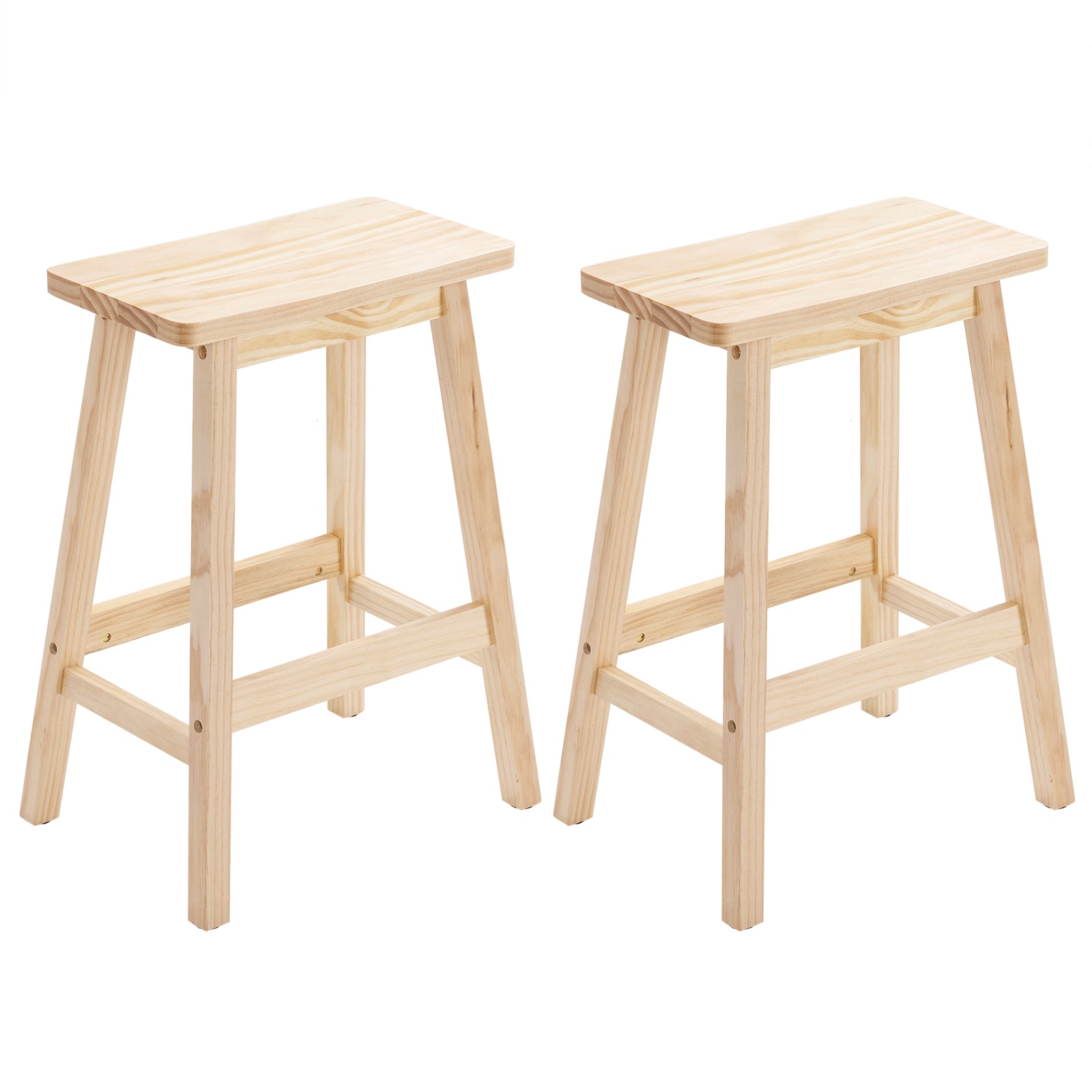 24" Height Wood Saddle-Seat Counter Height Stool Natural