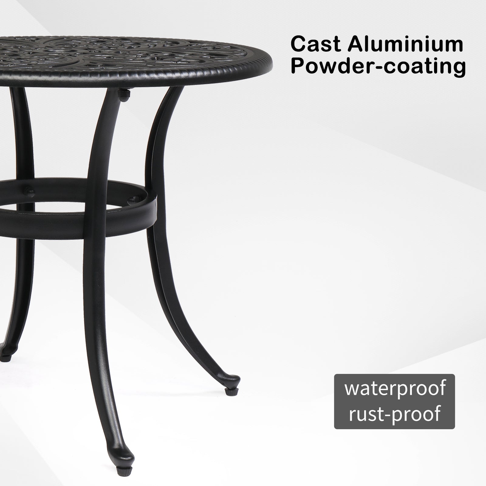 23.6" Round Outdoor Side Table with Umbrella Hole Black