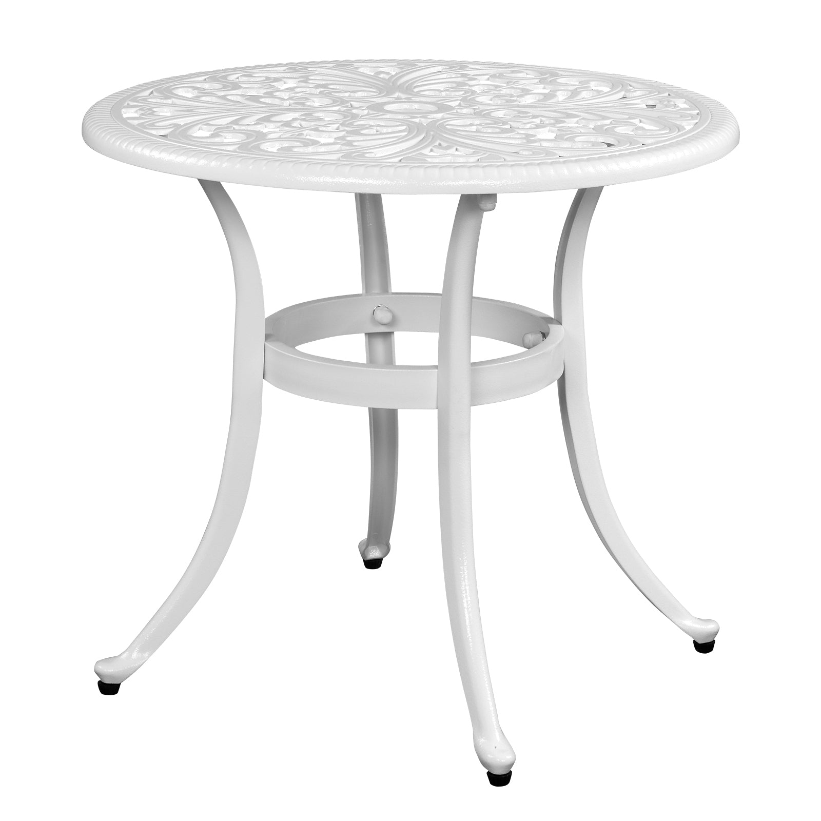 23.6" Round Outdoor Side Table with Umbrella Hole White