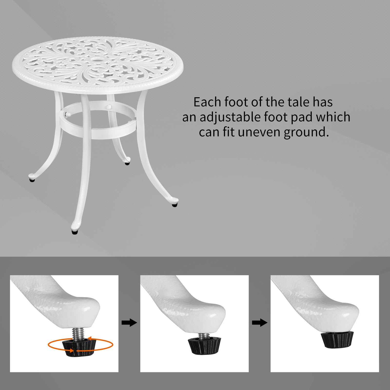 23.6" Round Outdoor Side Table with Umbrella Hole White