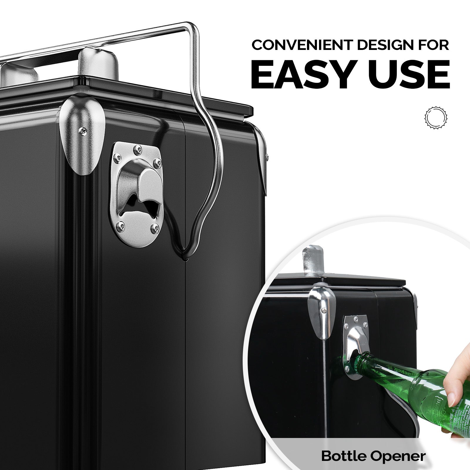 VINGLI 14 Quart Portable Outdoor Camping Small Cooler Ice Chest Black