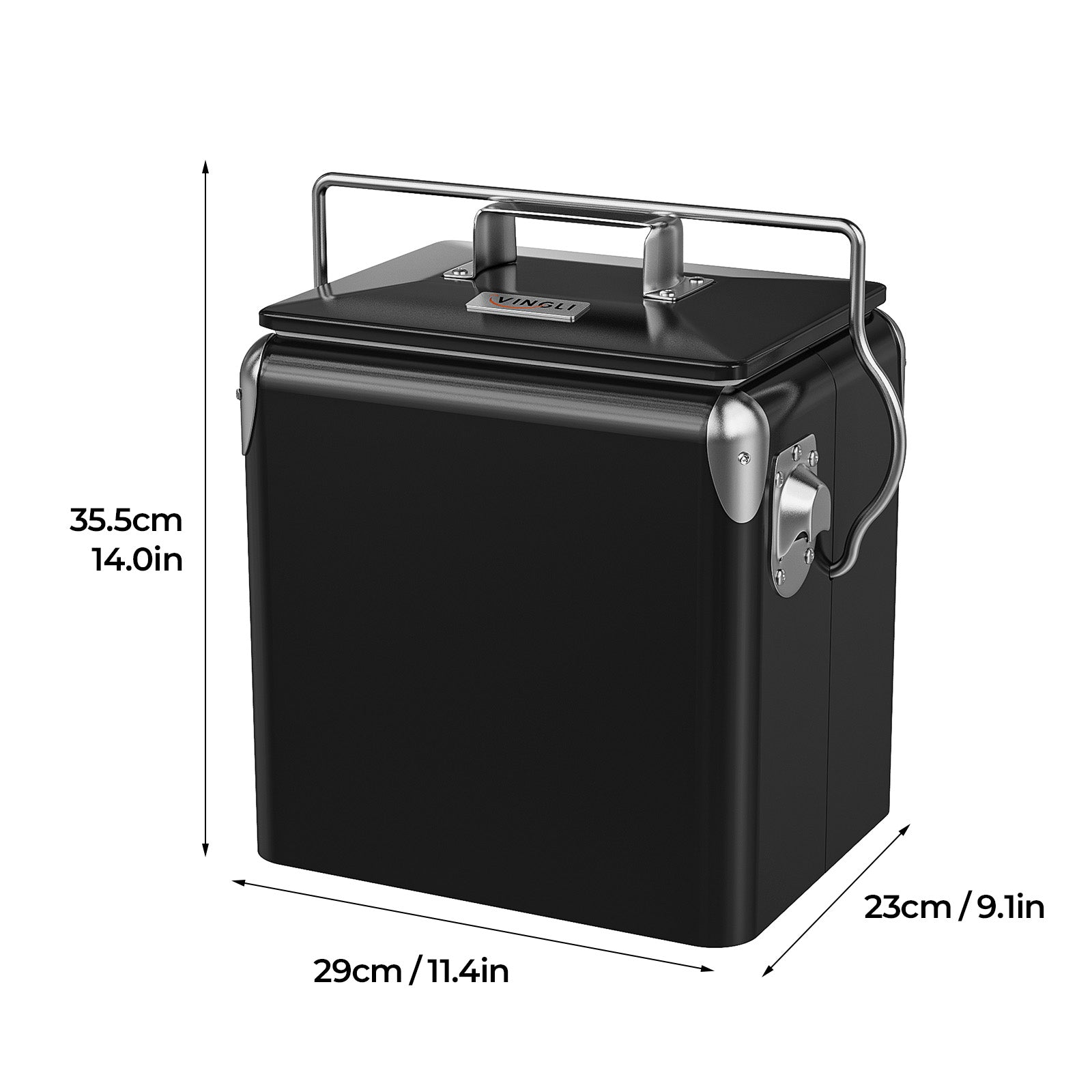 VINGLI 14 Quart Portable Outdoor Camping Small Cooler Ice Chest Black