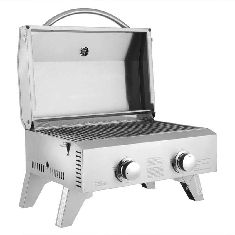 ROVSUN 2 Burner Portable Propane Gas Grill 20000BTU for Outdoor Camping Garden BBQ with Stainless Steel Body