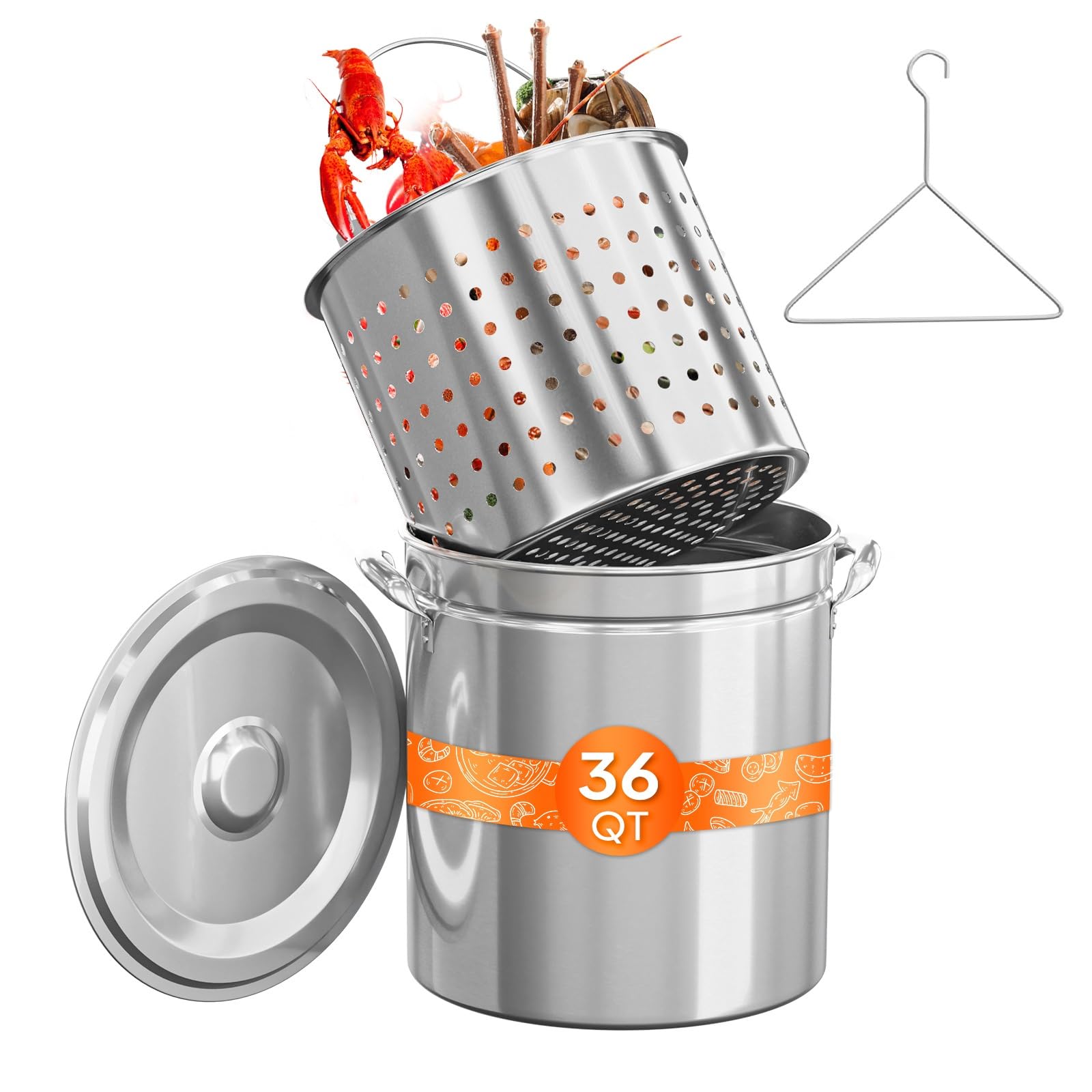 ROVSUN 36 QT Stainless Steel Seafood Boil Pot with Strainer Basket