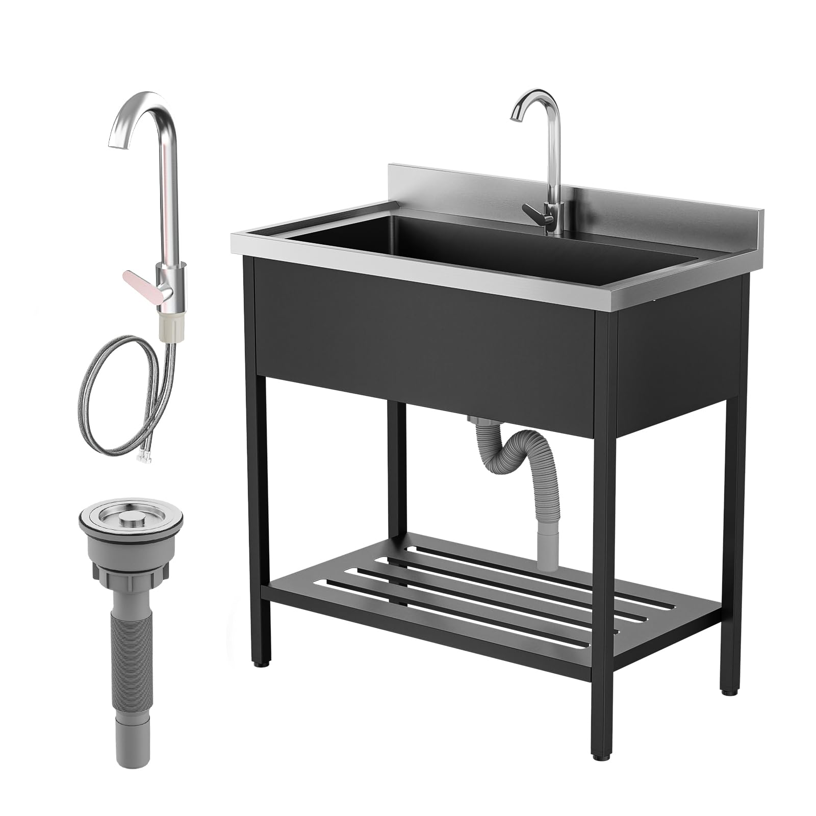 ROVSUN 36" x 20" Stainless Steel Utility Sink with Faucet