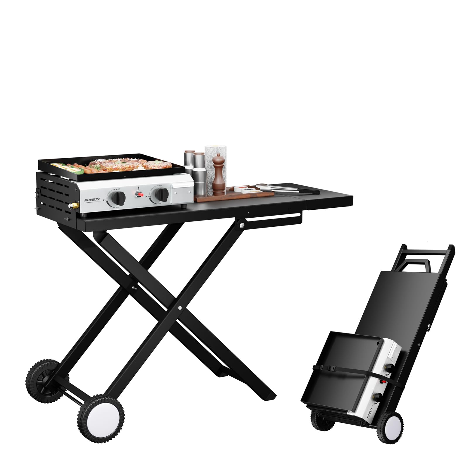 ROVSUN 2-Burner 20,000 BTU Foldable Propane Griddle with Wheels