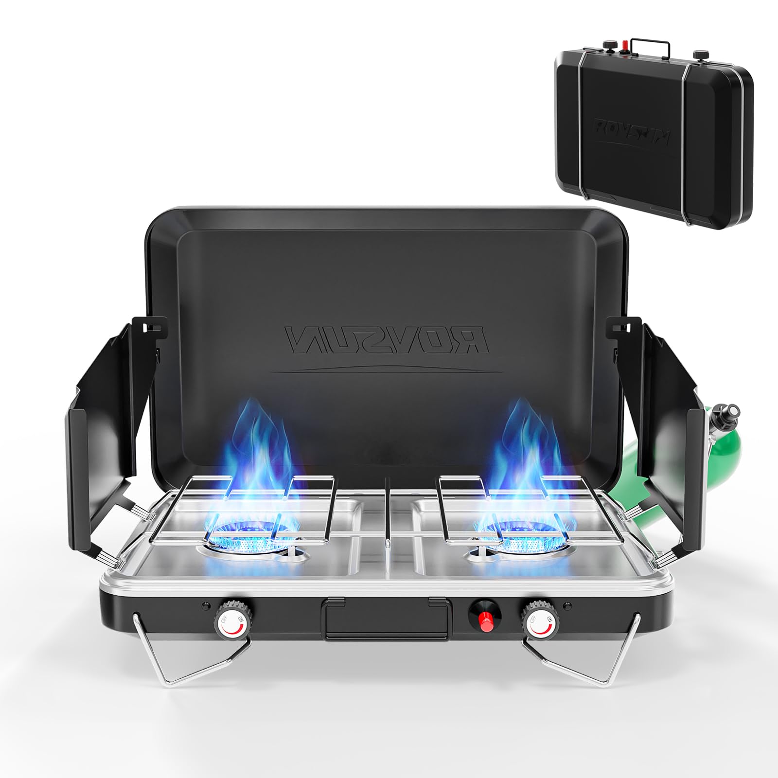 ROVSUN 2-Burner 20000 BTU Propane Camping Stove with Igniter