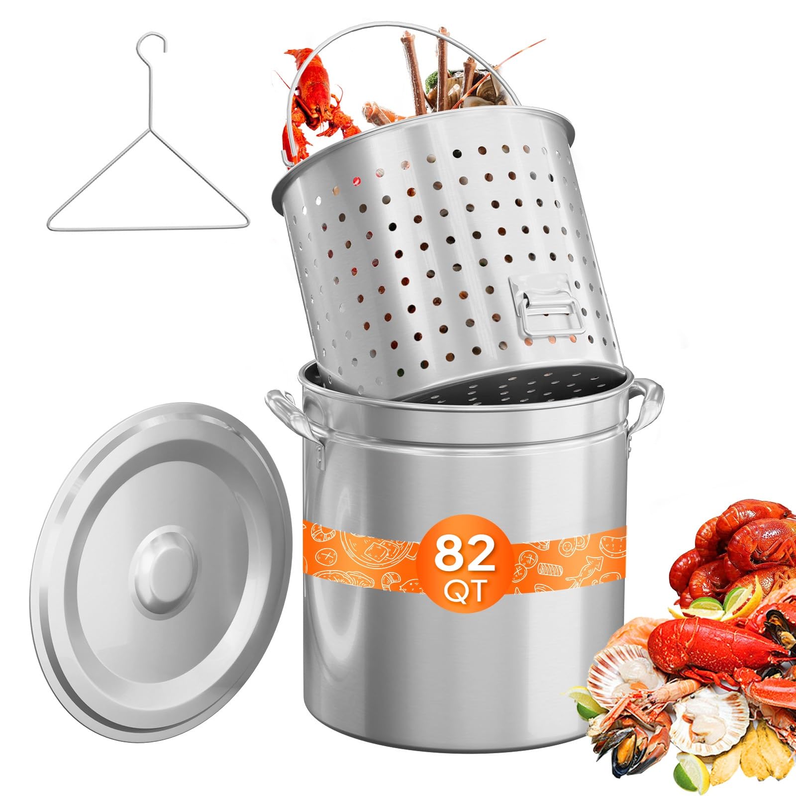 ROVSUN 82 QT Stainless Steel Seafood Boil Pot with Strainer Basket