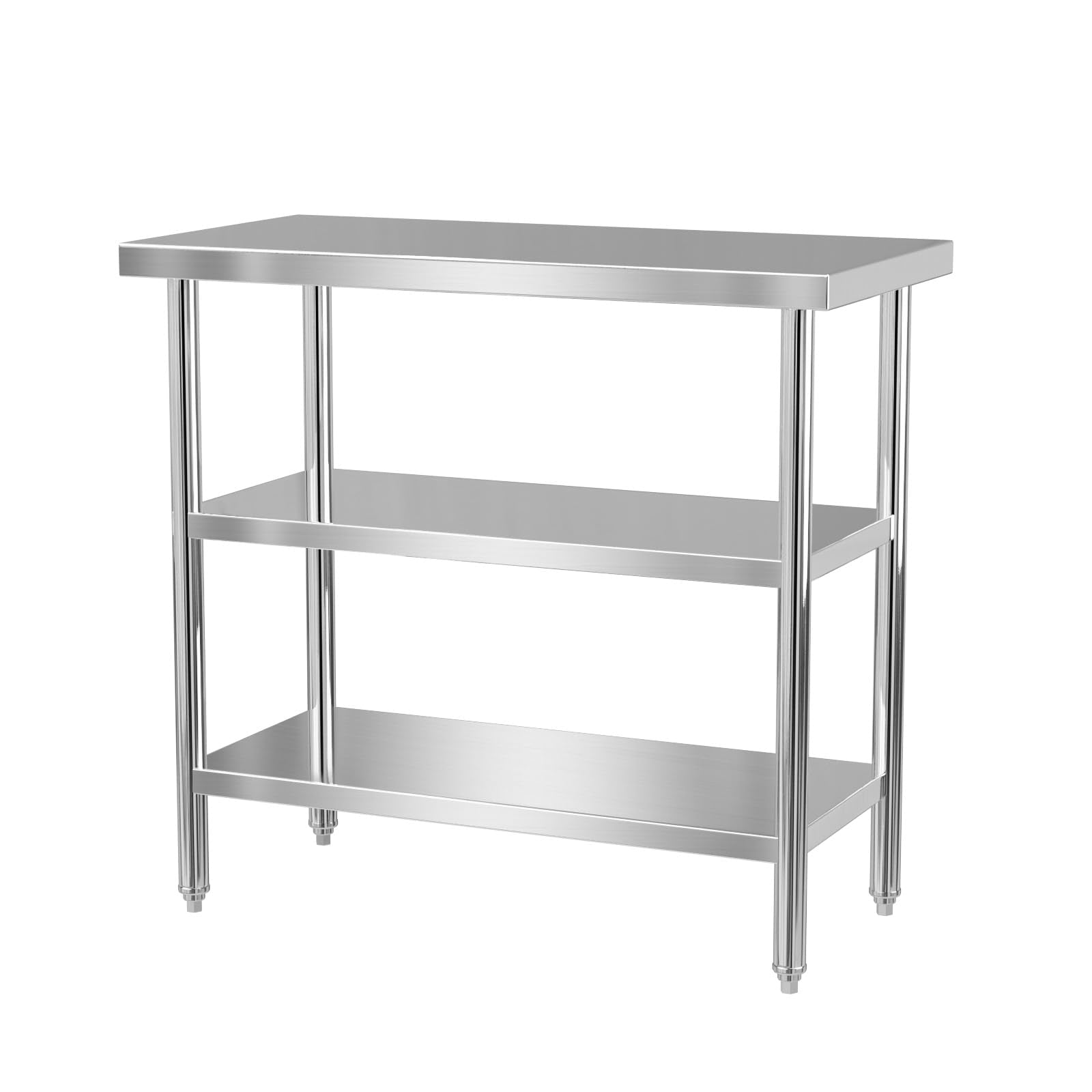 ROVSUN 36" x 18" Stainless Steel Table with 2 Shelves