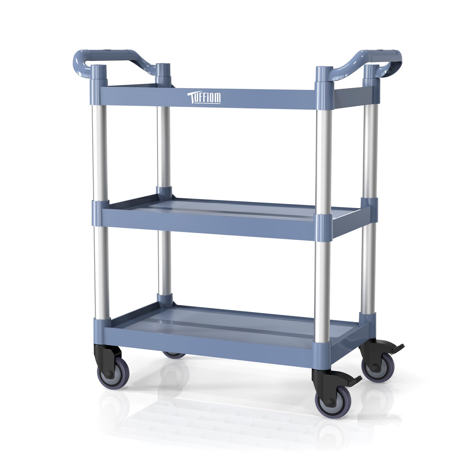 3-Tier 35" x 17" 390 lb. Capacity Plastic Utility Cart/Bussing Cart Grey