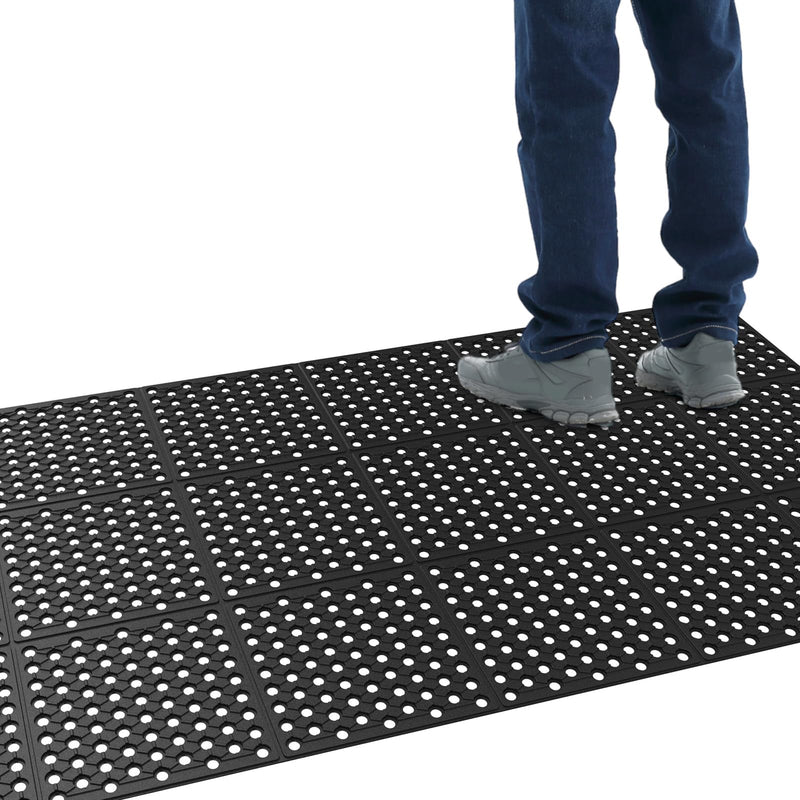 ROVSUN 36'' x 118''(3 x 10 FT) Rubber Floor Mat Anti-Fatigue Non-Slip Drainage Mat with Holes for Restaurant Kitchen