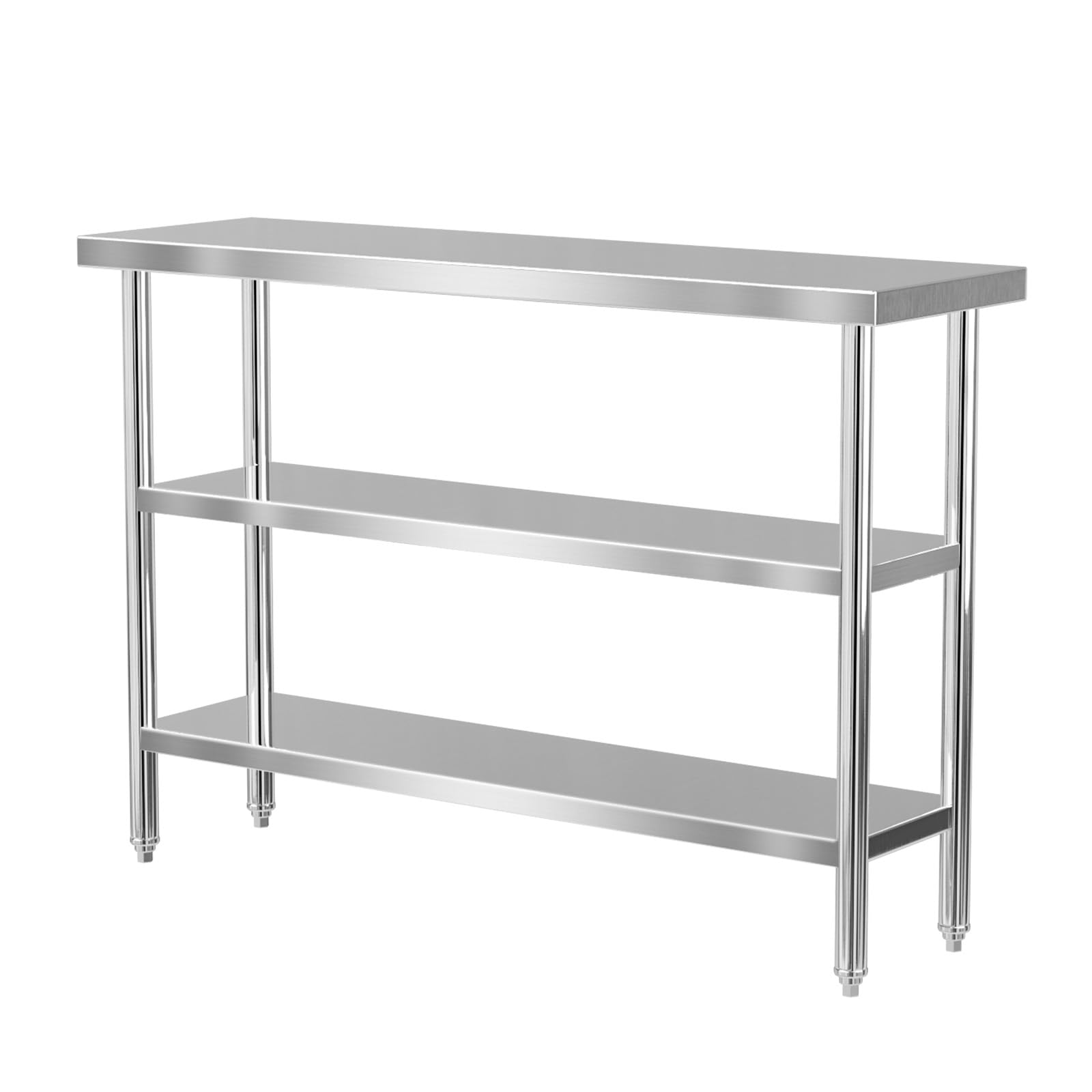 ROVSUN 48" x 14" Stainless Steel Table with 2 Shelves