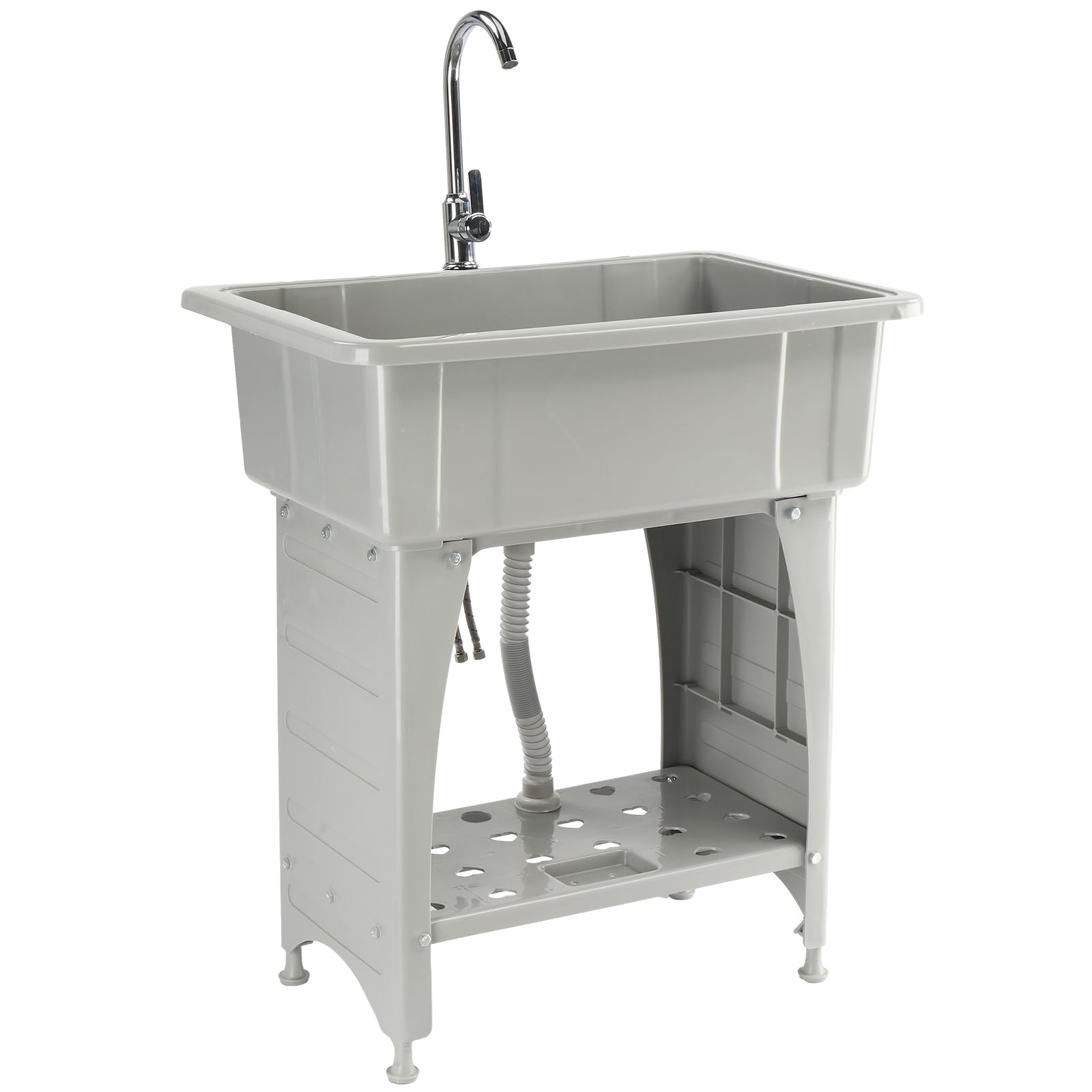 ROVSUN 32" x 22" Utility Sink Laundry Tub with Hot & Cold Faucet Gray
