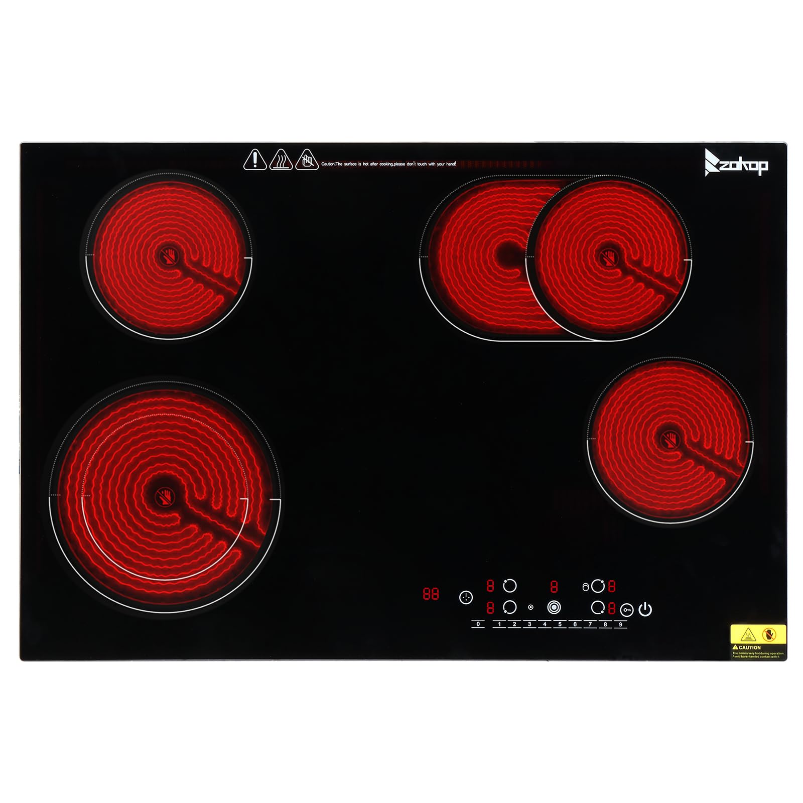 30" 4 Burners 7200W 220V Electric Ceramic Cooktop