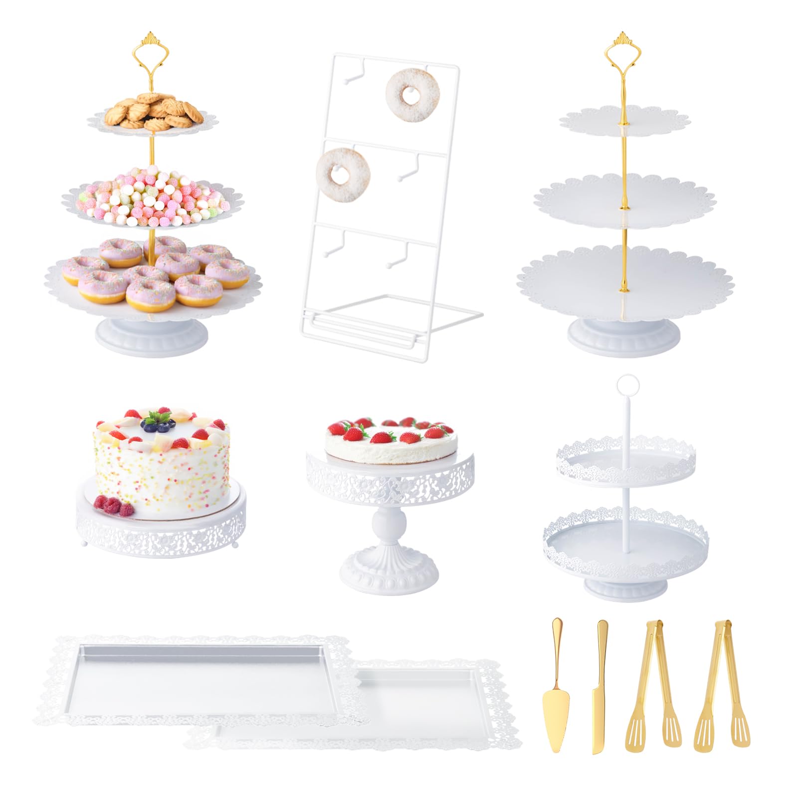ROVSUN 12 PCS White Dessert Table Display Set