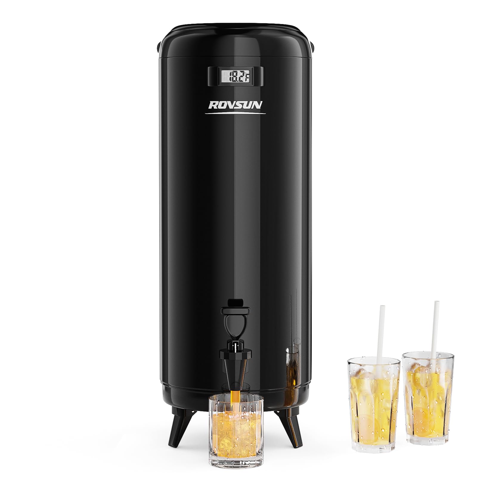 ROVSUN 4.8 Gallon Stainless Steel Insulated Beverage Dispenser Black