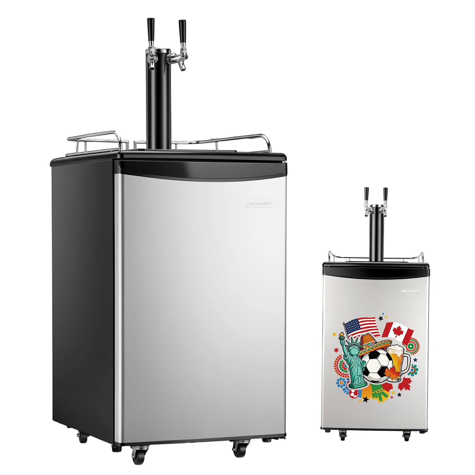 ROVSUN 5.4 Cu.Ft. Dual Tap Kegerator Beer Dispenser Silver