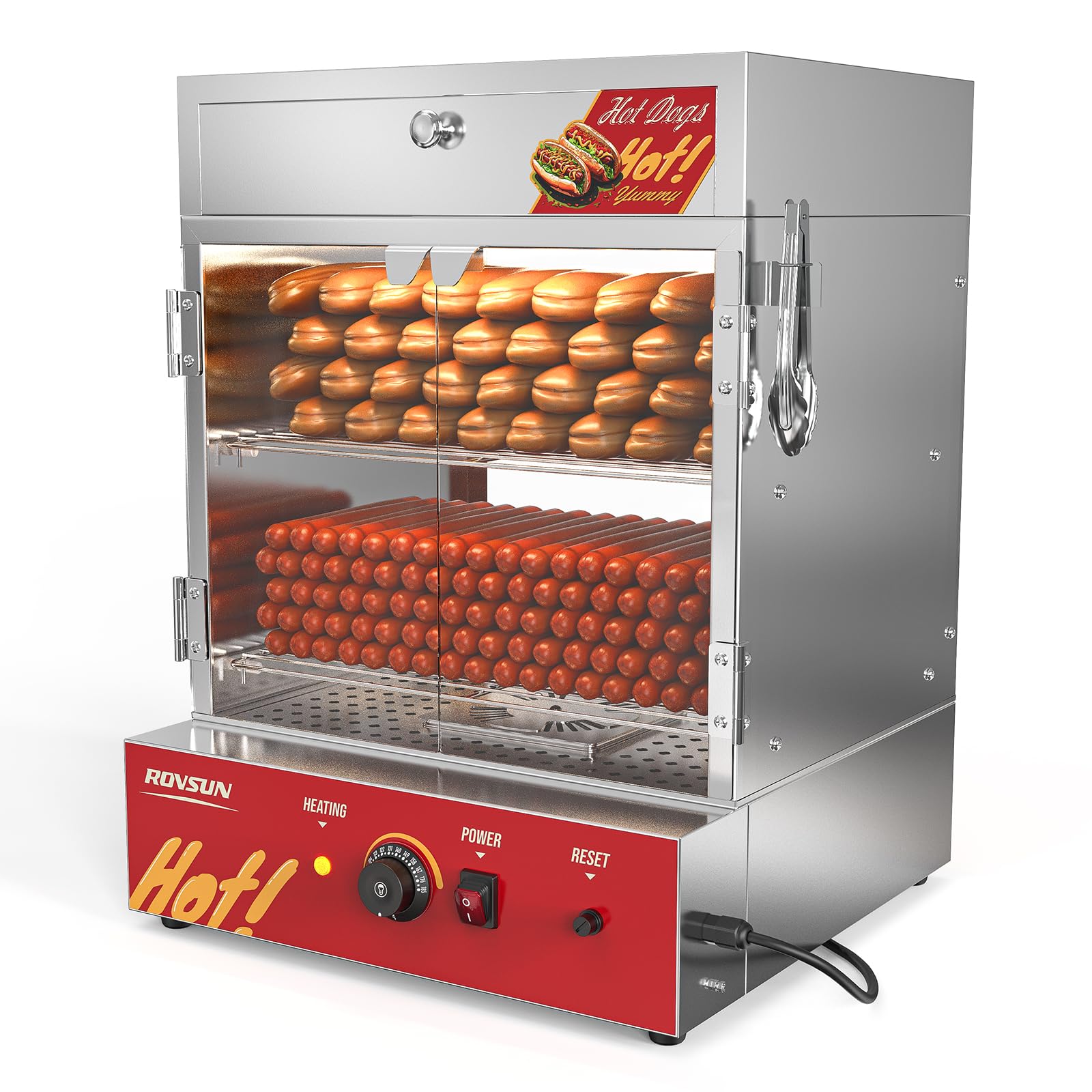 ROVSUN 49 QT 500W 110V 270 Hot Dogs / 58 Buns Hot Dog Steamer