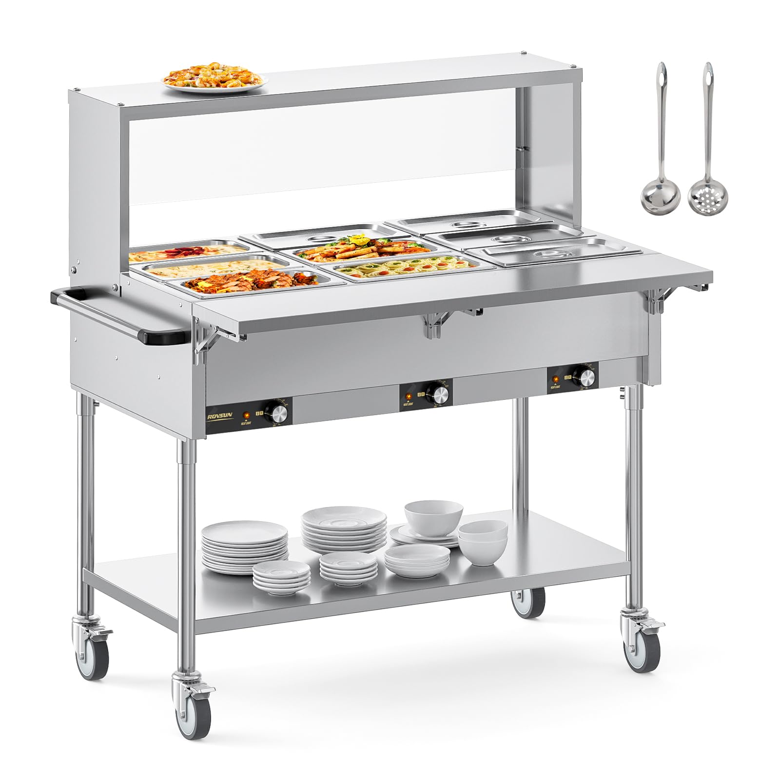 ROVSUN 72 QT 9-Pan Electric Steam Table with Independent Temp Control