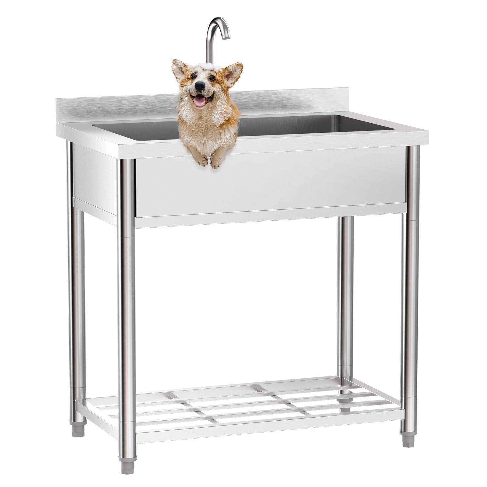 ROVSUN 35" x 22" One Bowl Stainless Steel Sink with Faucet