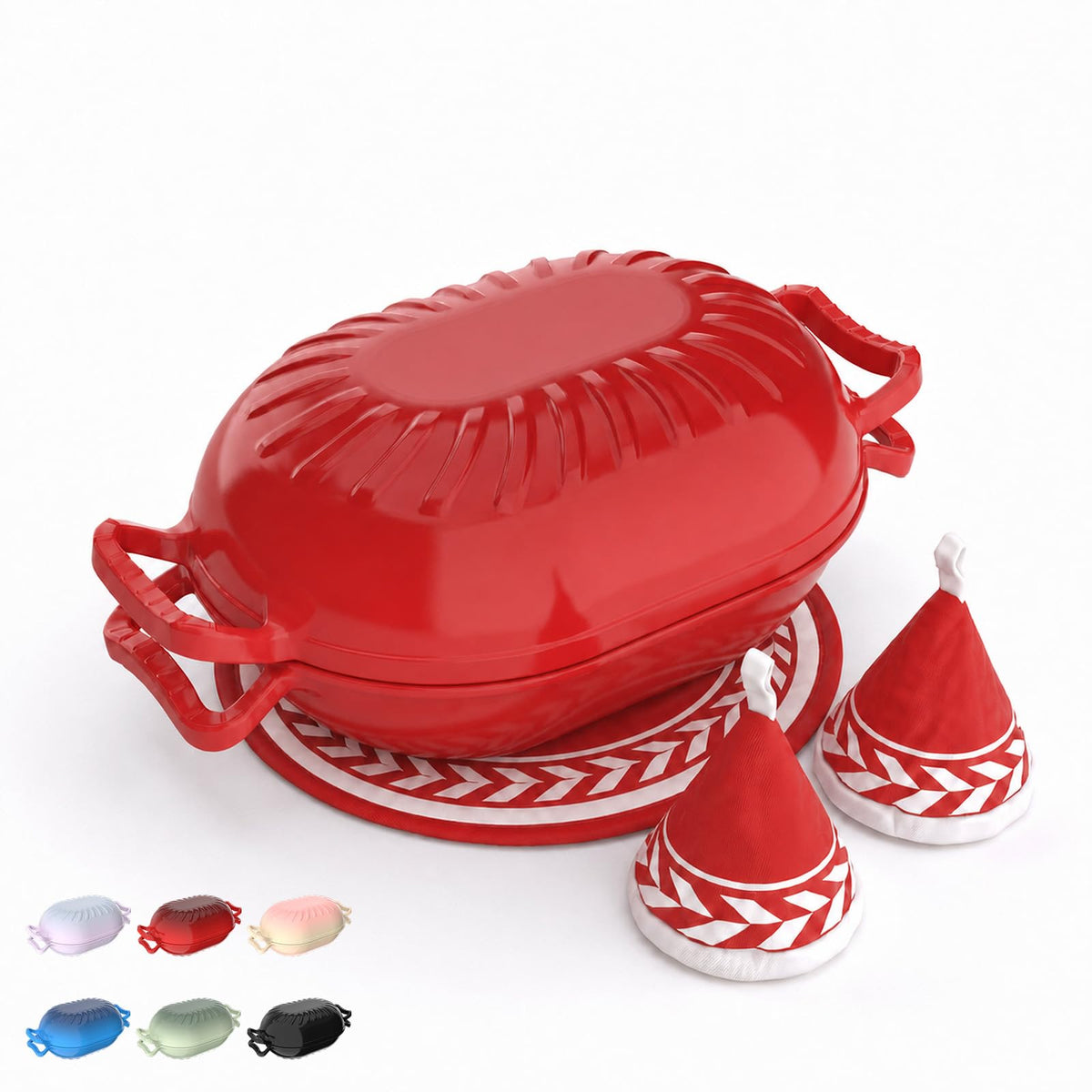 ROVSUN 5 QT Oval Enameled Cast Iron Dutch Oven Pot Red
