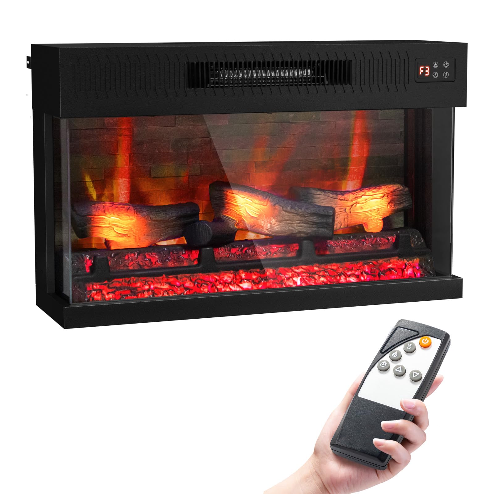 ROVSUN 28" 1400W 120V Electric Fireplace Insert with Remote Control