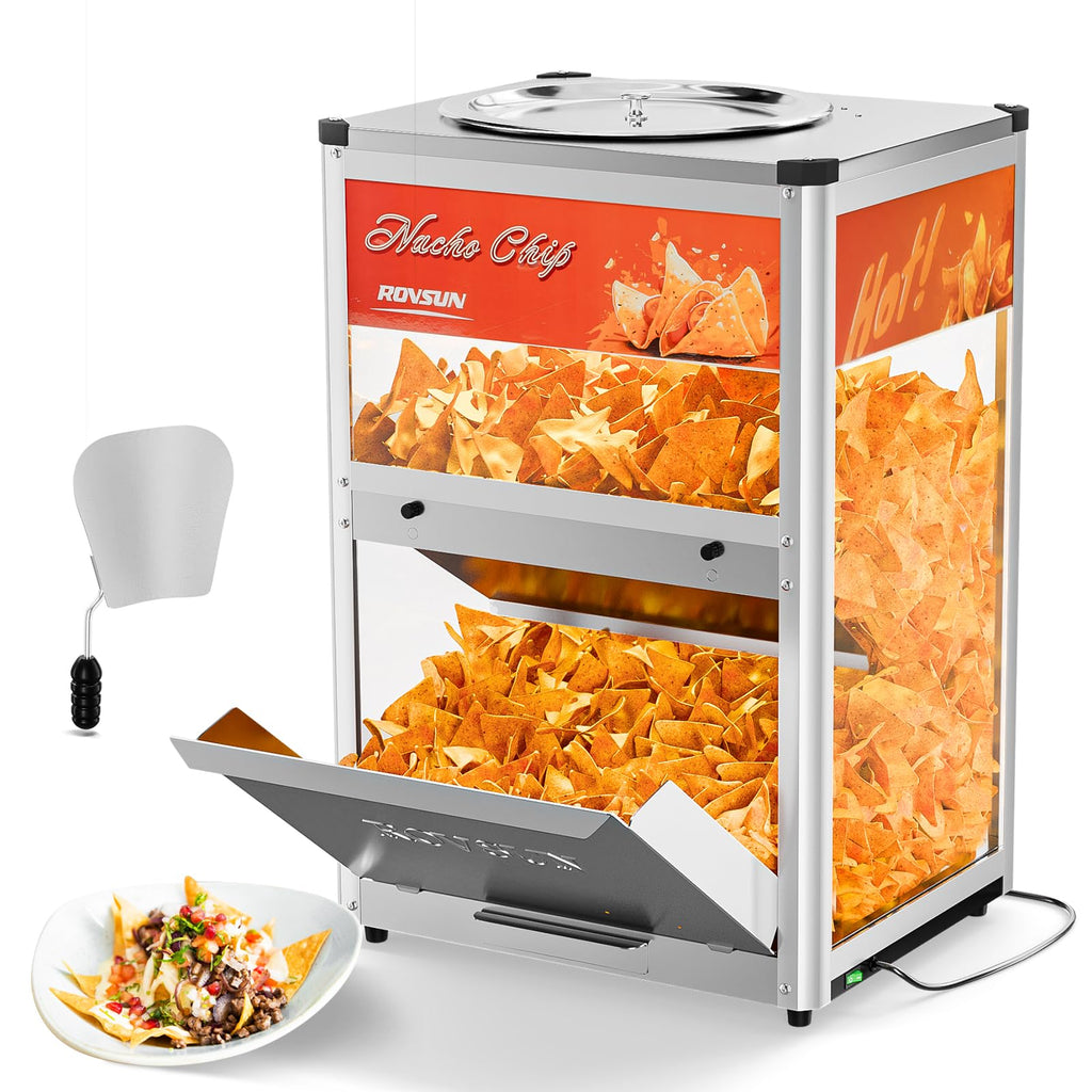 Chip Food Ritle ROVSUN 10 lbs Nacho Chip Food Warmer Display Case Countertop