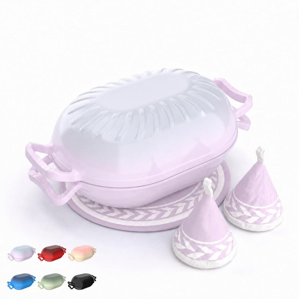 ROVSUN 5 QT Oval Enameled Cast Iron Dutch Oven Pot Lavender
