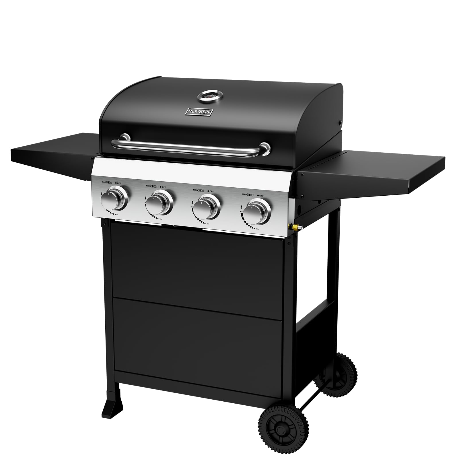 ROVSUN 4-Burner 40,000 BTU Propane Grill with Foldable Side Tables & Wheels