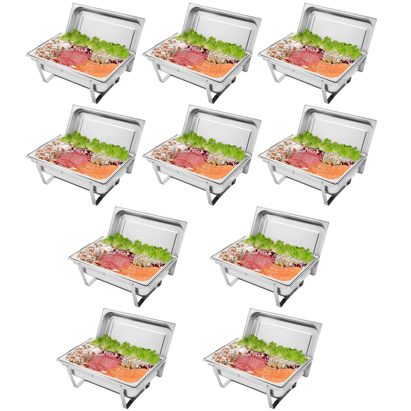ROVSUN 8 QT Rectangle Full Size Stainless Steel Chafing Dish Buffet Set with Tray Pans